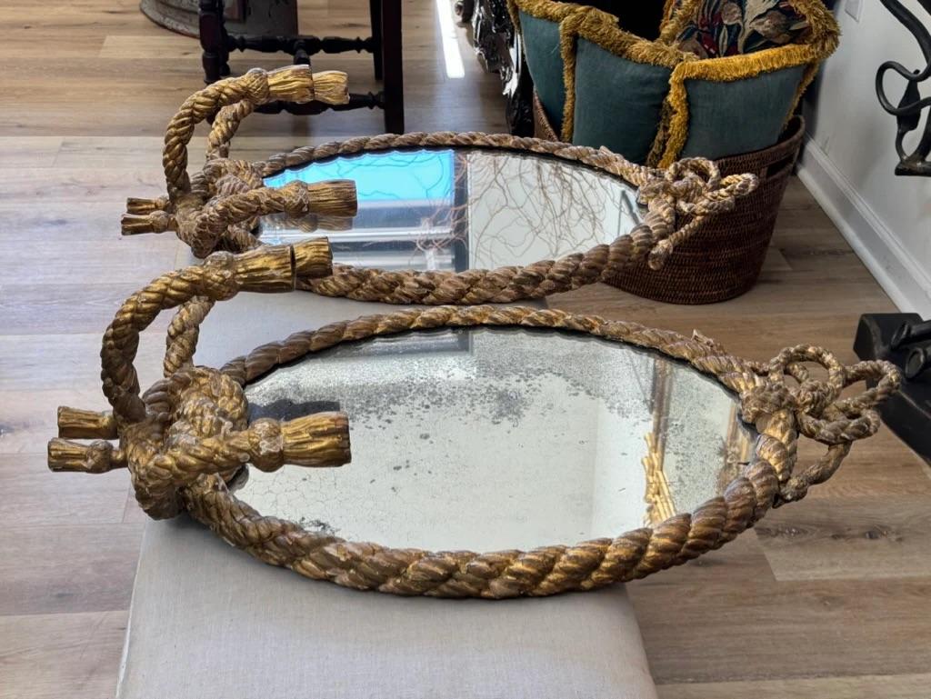 Stunning Pair of 19th Century English Rope Twist Mirrors by C. Nosoti For Sale 2