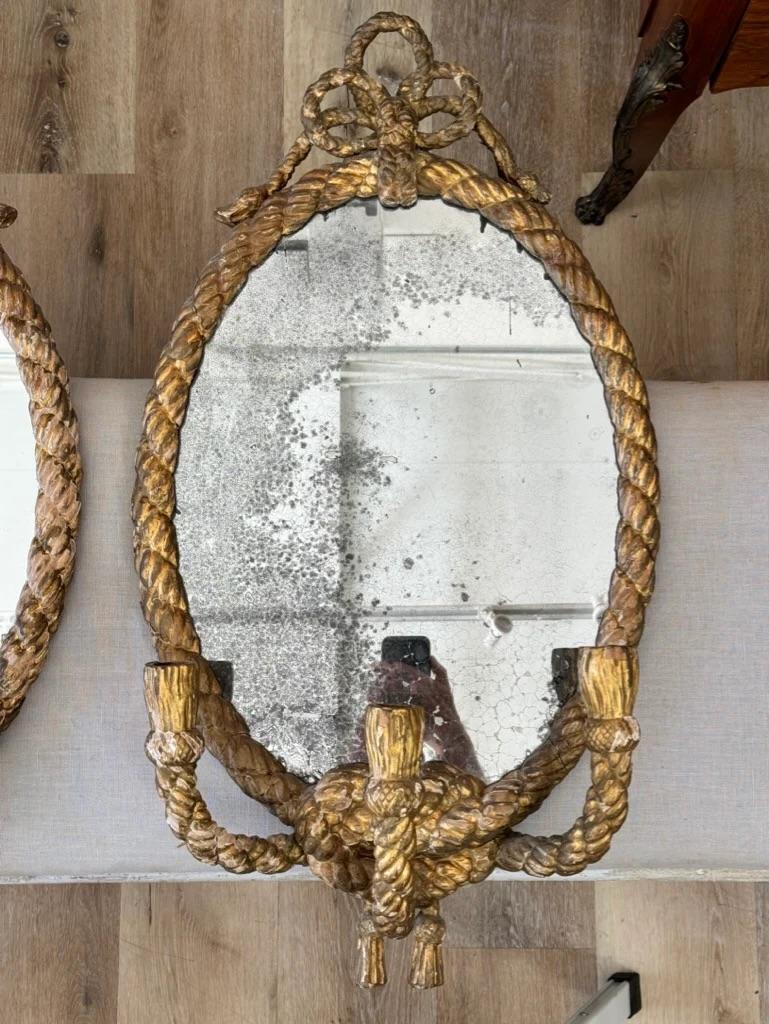 Stunning Pair of 19th Century English Rope Twist Mirrors by C. Nosoti For Sale 4