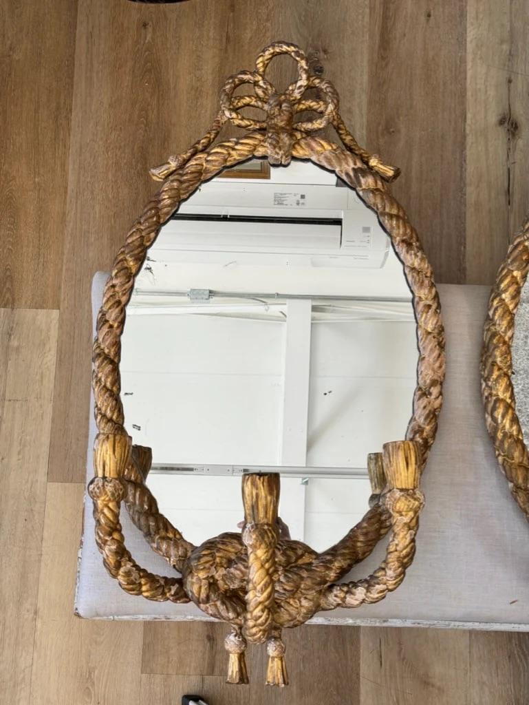Stunning Pair of 19th Century English Rope Twist Mirrors by C. Nosoti For Sale 6