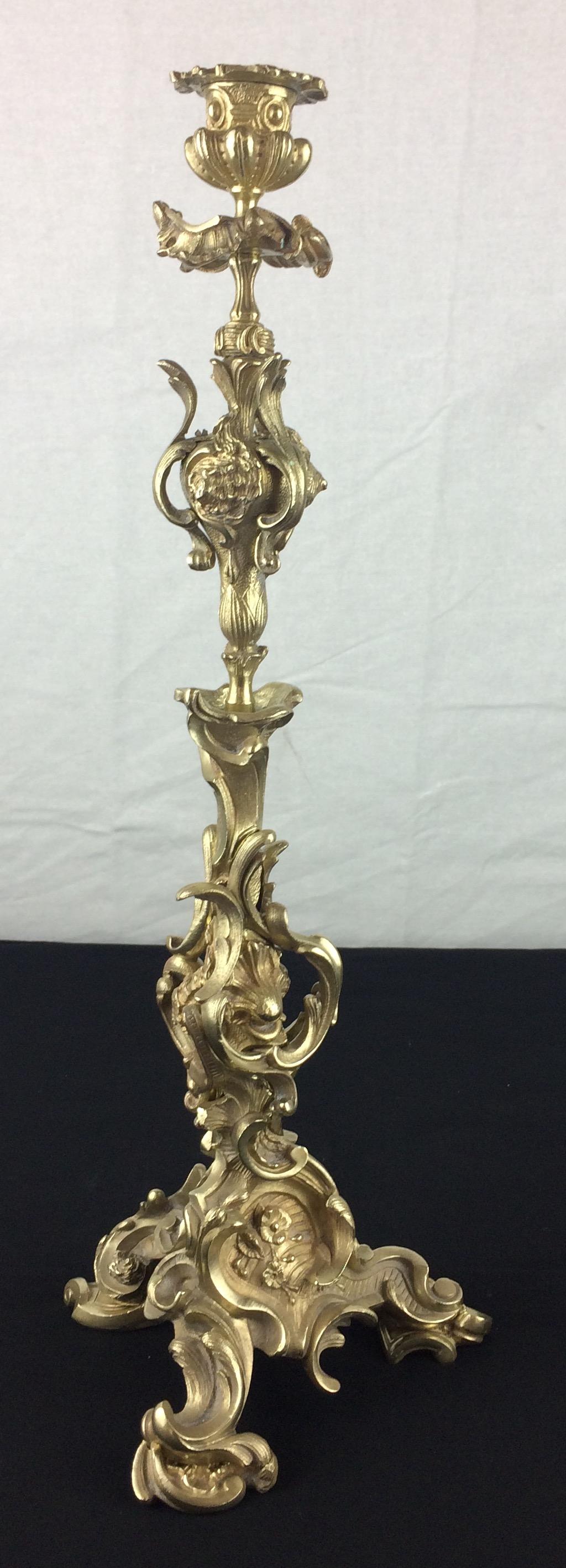 Napoleon III Very Fine Pair of 19th Century French Gilt Bronze Candelabras by Victor Raulin For Sale