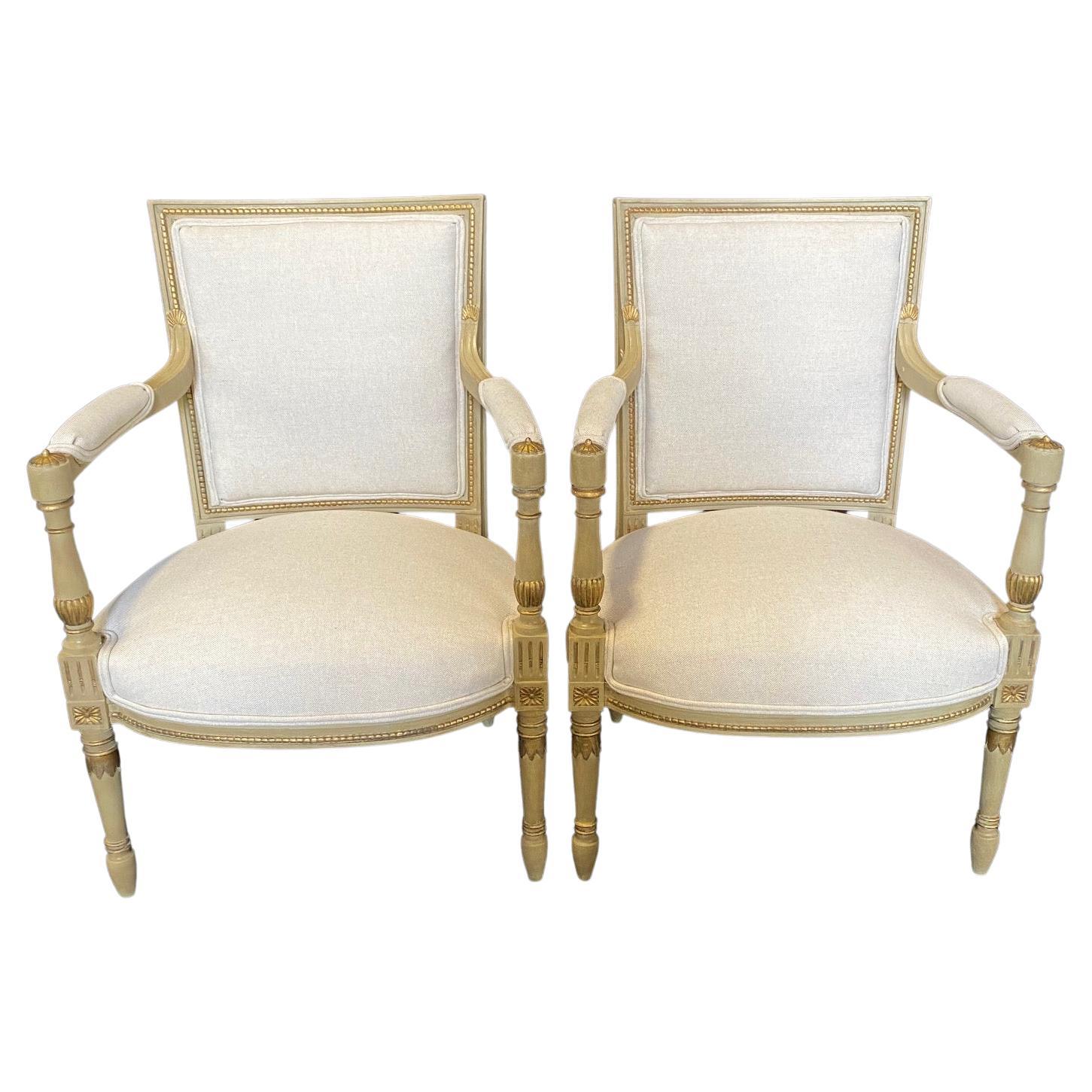 Superbe paire de fauteuils néoclassiques français du 19ème siècle en vente