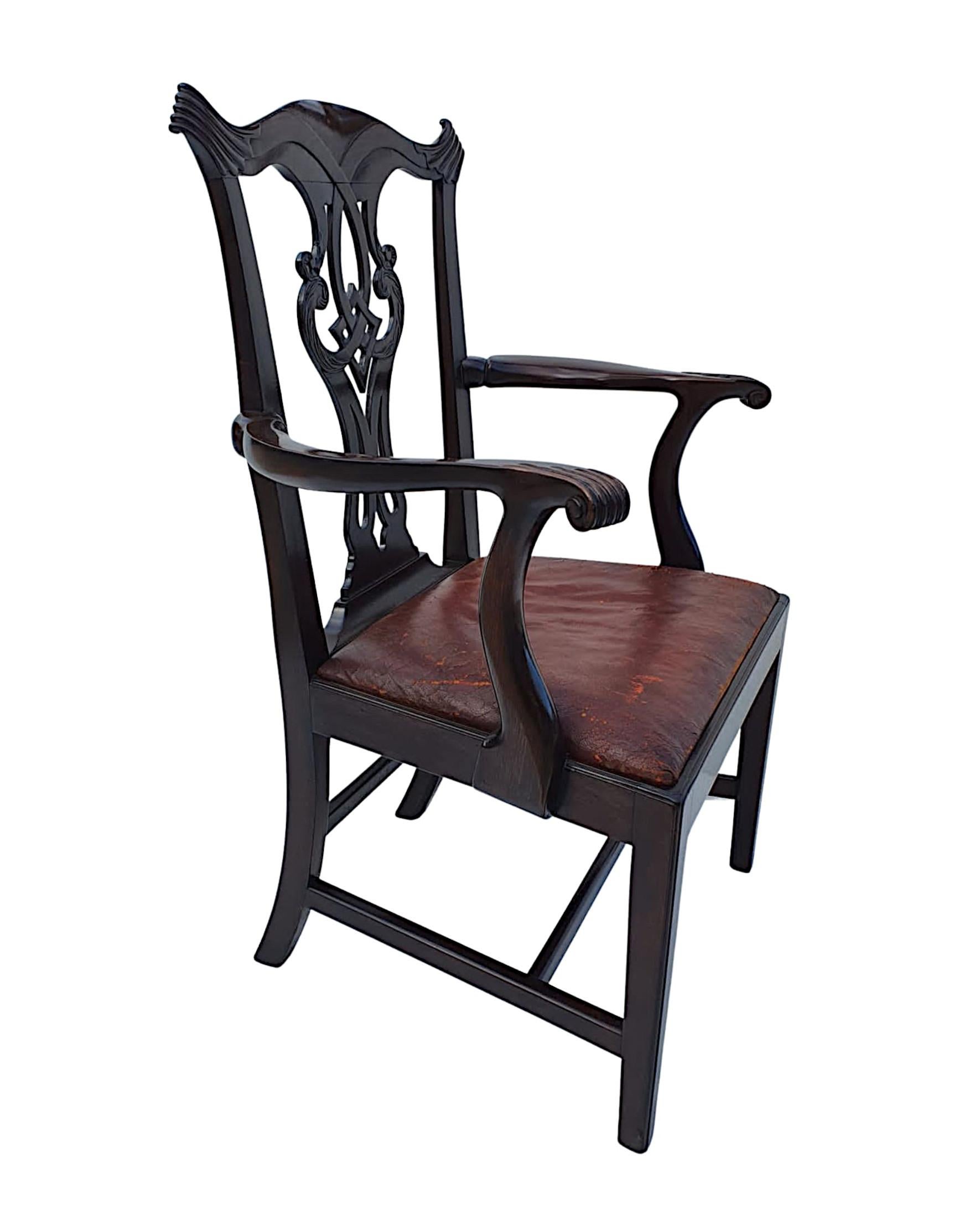 Atemberaubendes Paar georgianischer Design-Sessel nach Thomas Chippendale aus dem 19. Jahrhundert (Englisch) im Angebot