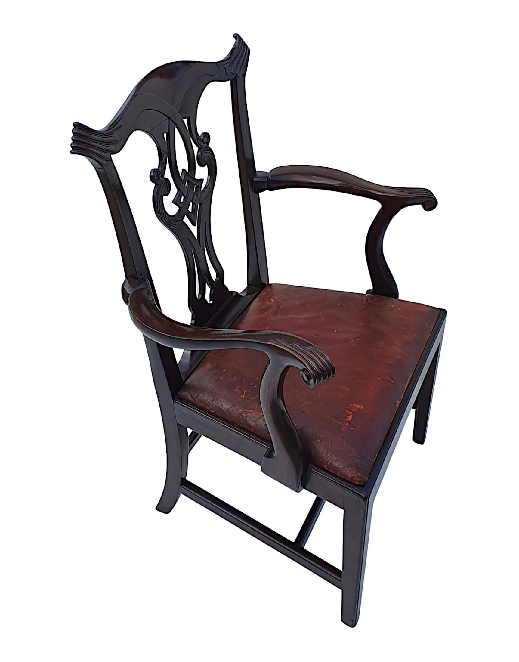 Atemberaubendes Paar georgianischer Design-Sessel nach Thomas Chippendale aus dem 19. Jahrhundert im Zustand „Gut“ im Angebot in Dublin, IE