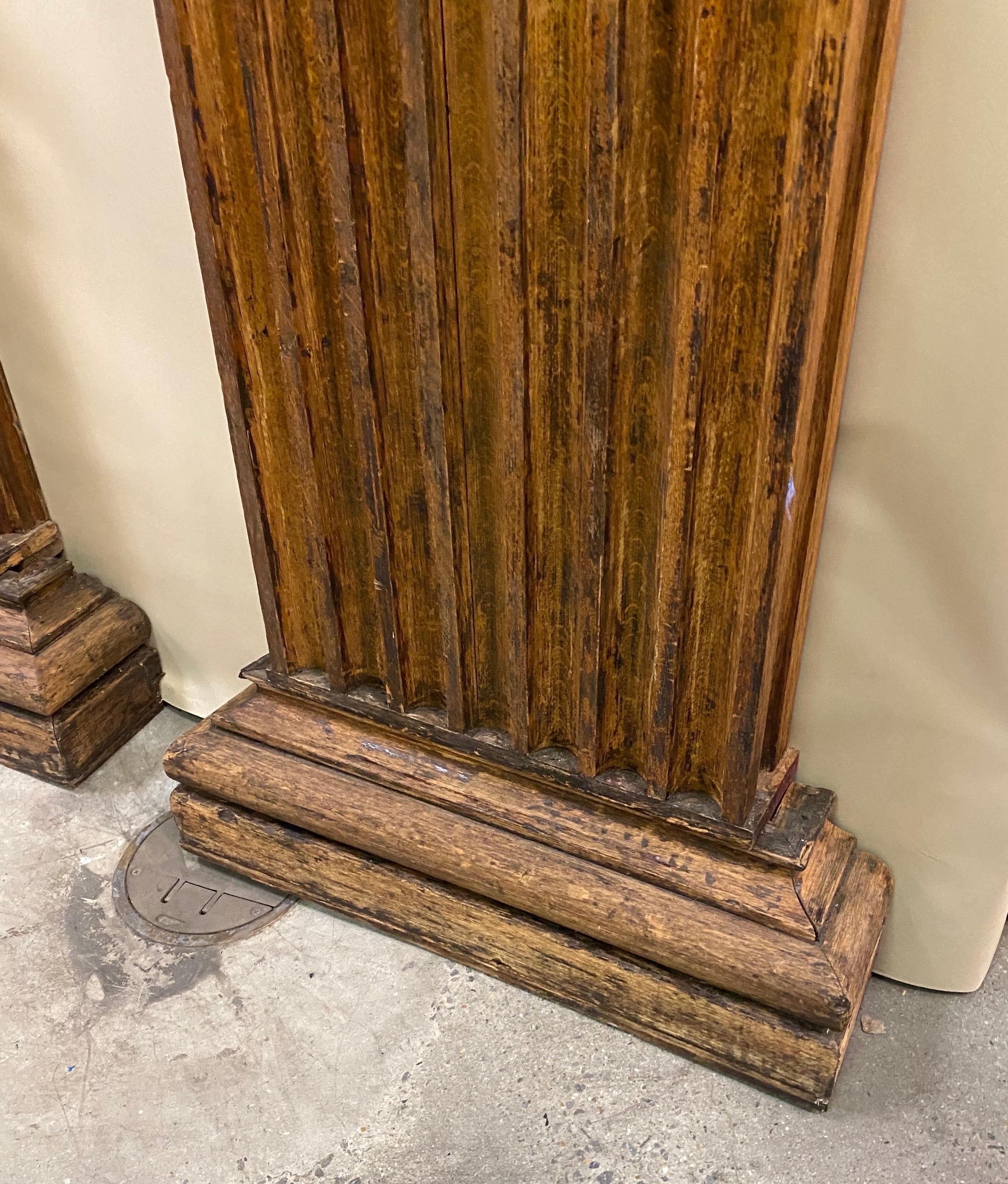 Stunning Pair of 19th Century Hand Carved Neoclassical Oak Pilasters 2