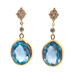 Stunning pair of 38ct Genuine Blue Topaz Drop Vermeil Earrings