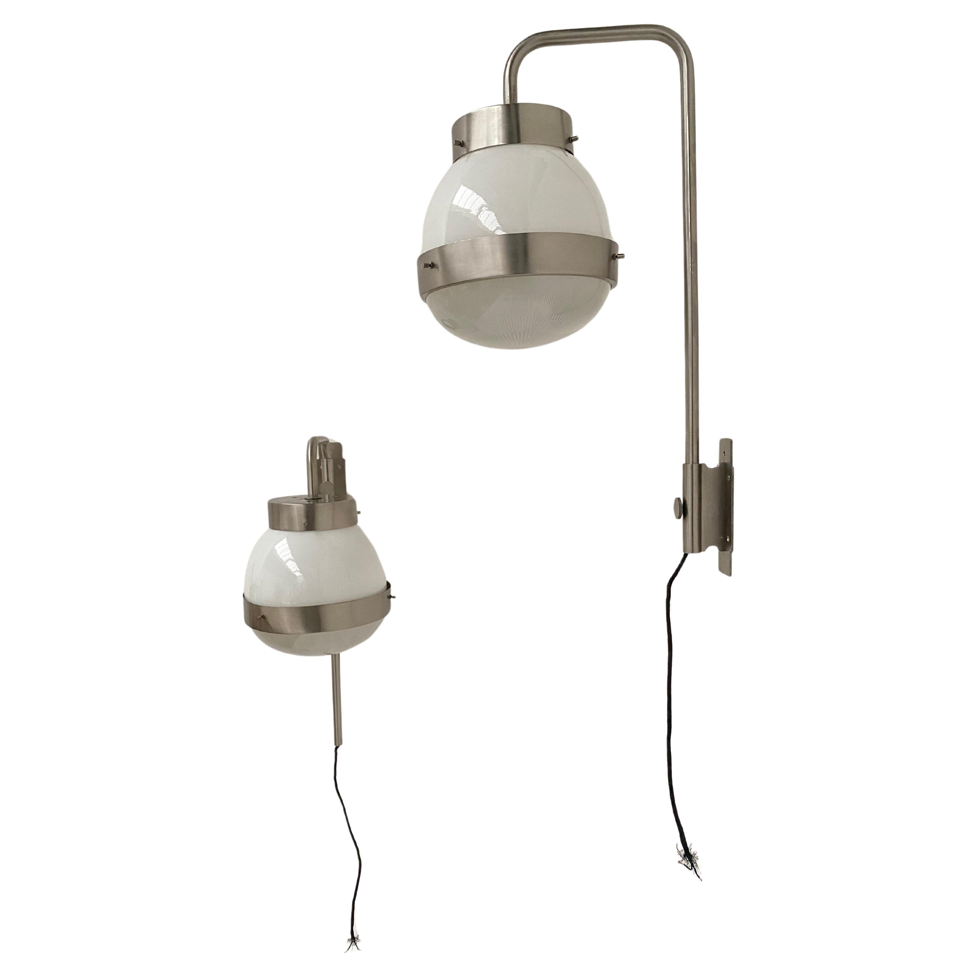 1960's produced 'Delta' Wall Sconces by Sergio Mazza for Artemide Italy 

Materials: Nickel plated brass, opaline diffused and pressed glass

Adjustable in height and they can swivel left to right  with the mounting plate with perfect engineered and
