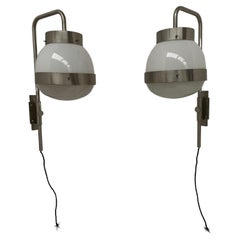 Vintage Stunning Pair of 60's Adjustable 'Delta' Wall Sconces by Sergio Mazza, Artemide 