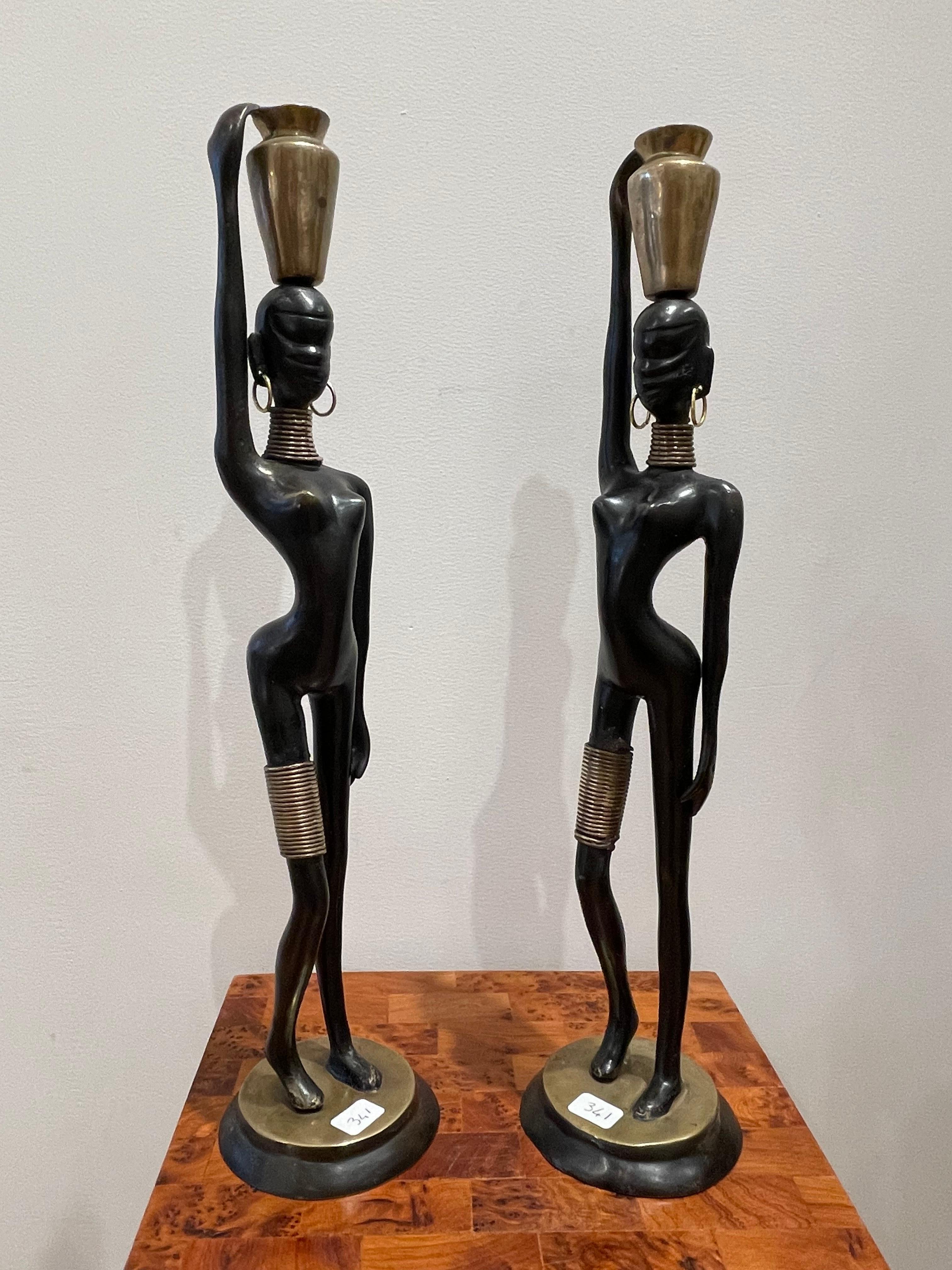 Modern Stunning pair of African lady carrying water, in the style of  Hagenauer 1970 For Sale