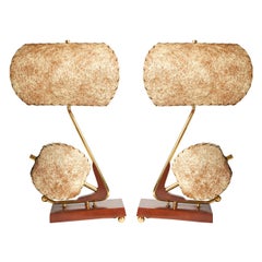 Retro Stunning Pair of American Book-Matched, Twin-Shaded Console Lamps by Majestic