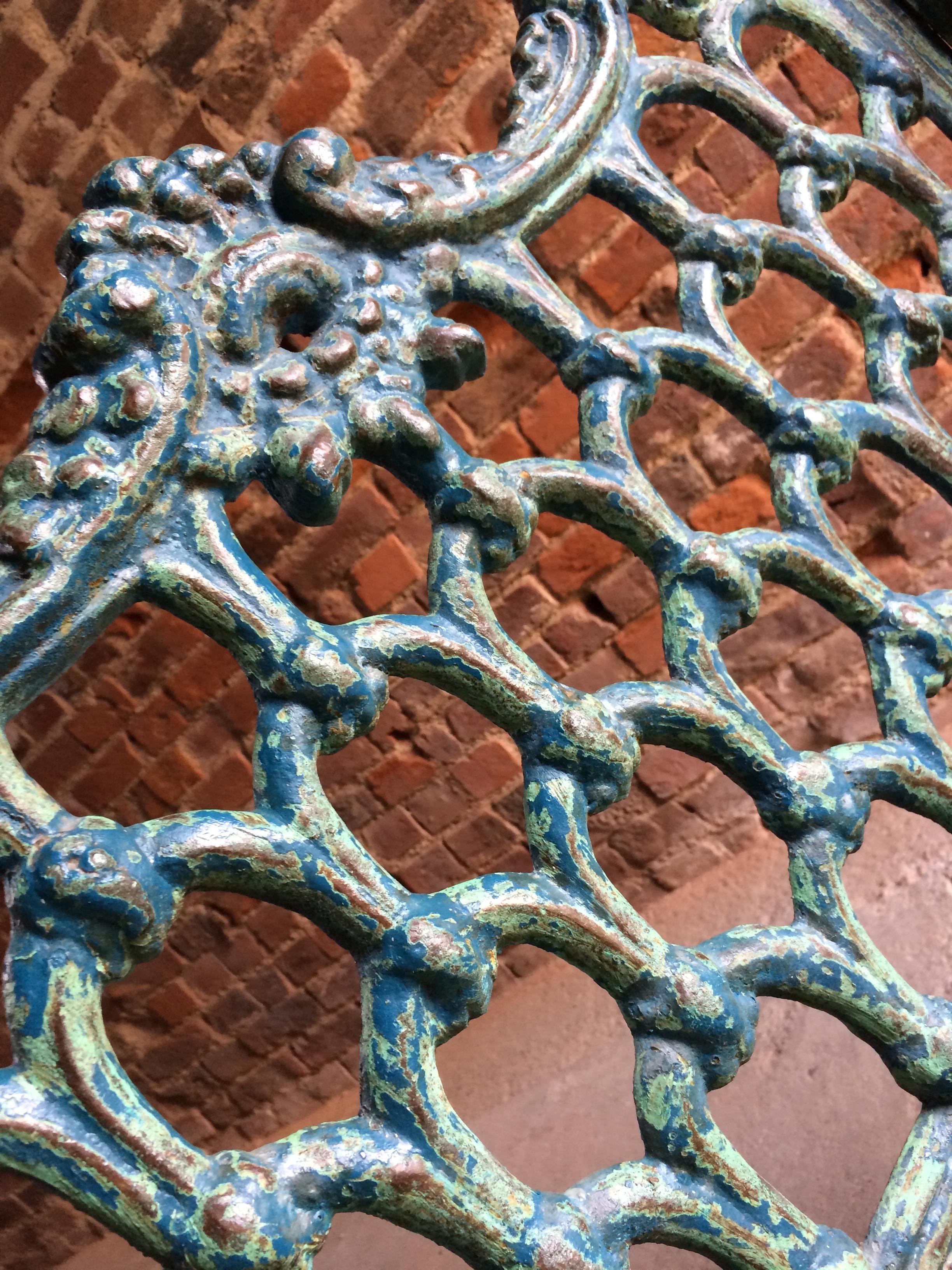 Late 19th Century Stunning Pair of Antique Cast Iron Garden Benches Coalbrookdale Style