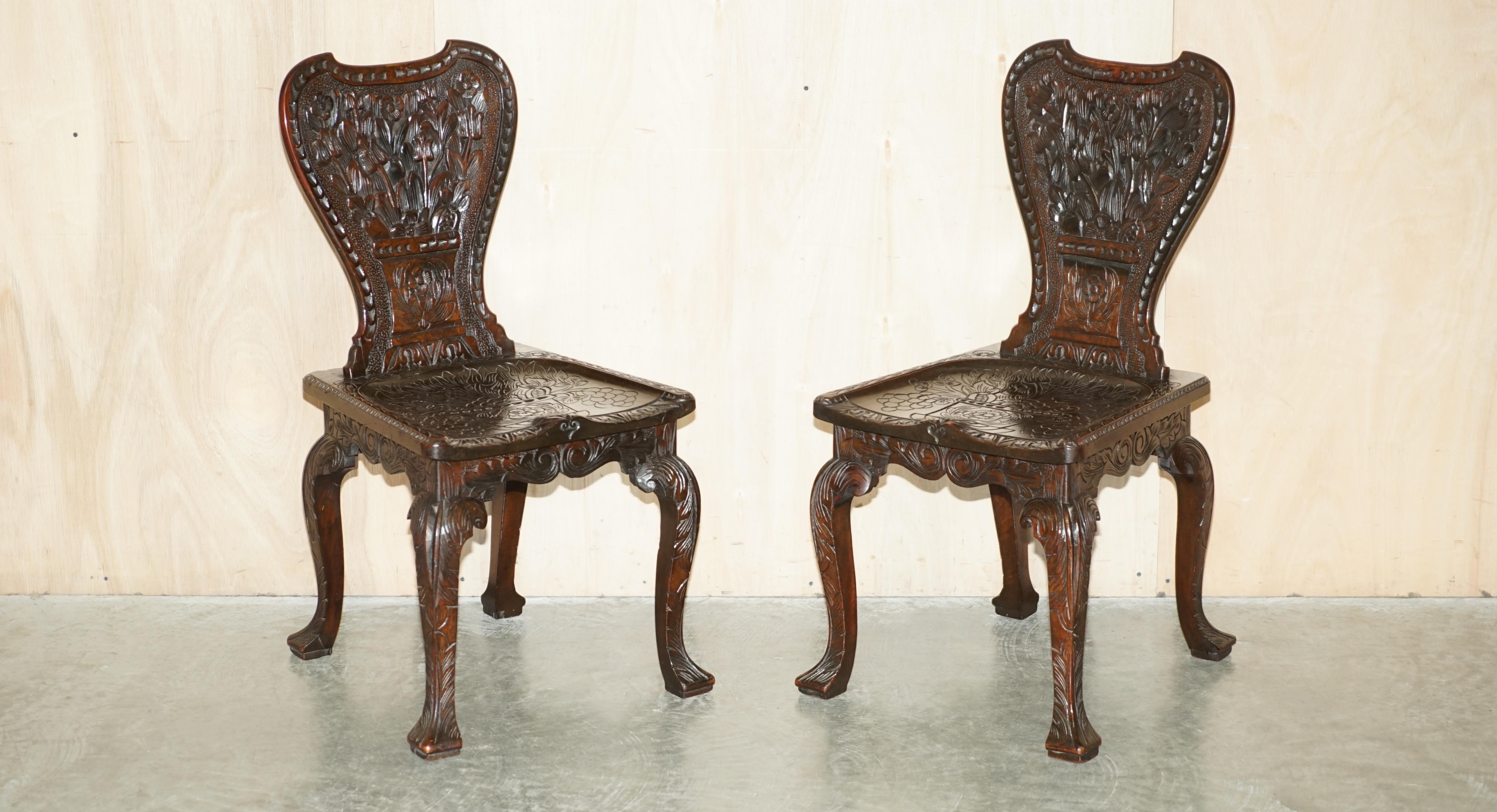 Royal House Antiques

Royal House Antiques is delighted to offer for sale this stunning pair of original Victorian circa 1860-1880, ornately hand carved Colonial Hall chairs which are super decorative 

Please note the delivery fee listed is just a