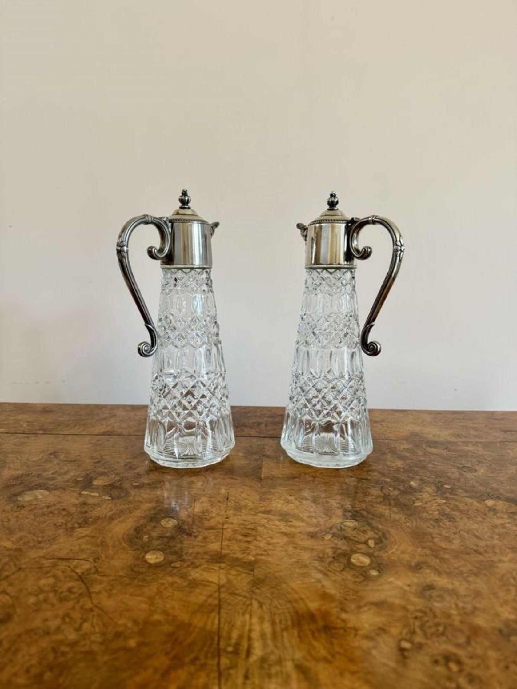 Stunning pair of antique Edwardian silver plated claret jugs  For Sale 3