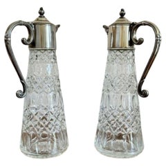 Stunning pair of Used Edwardian silver plated claret jugs 