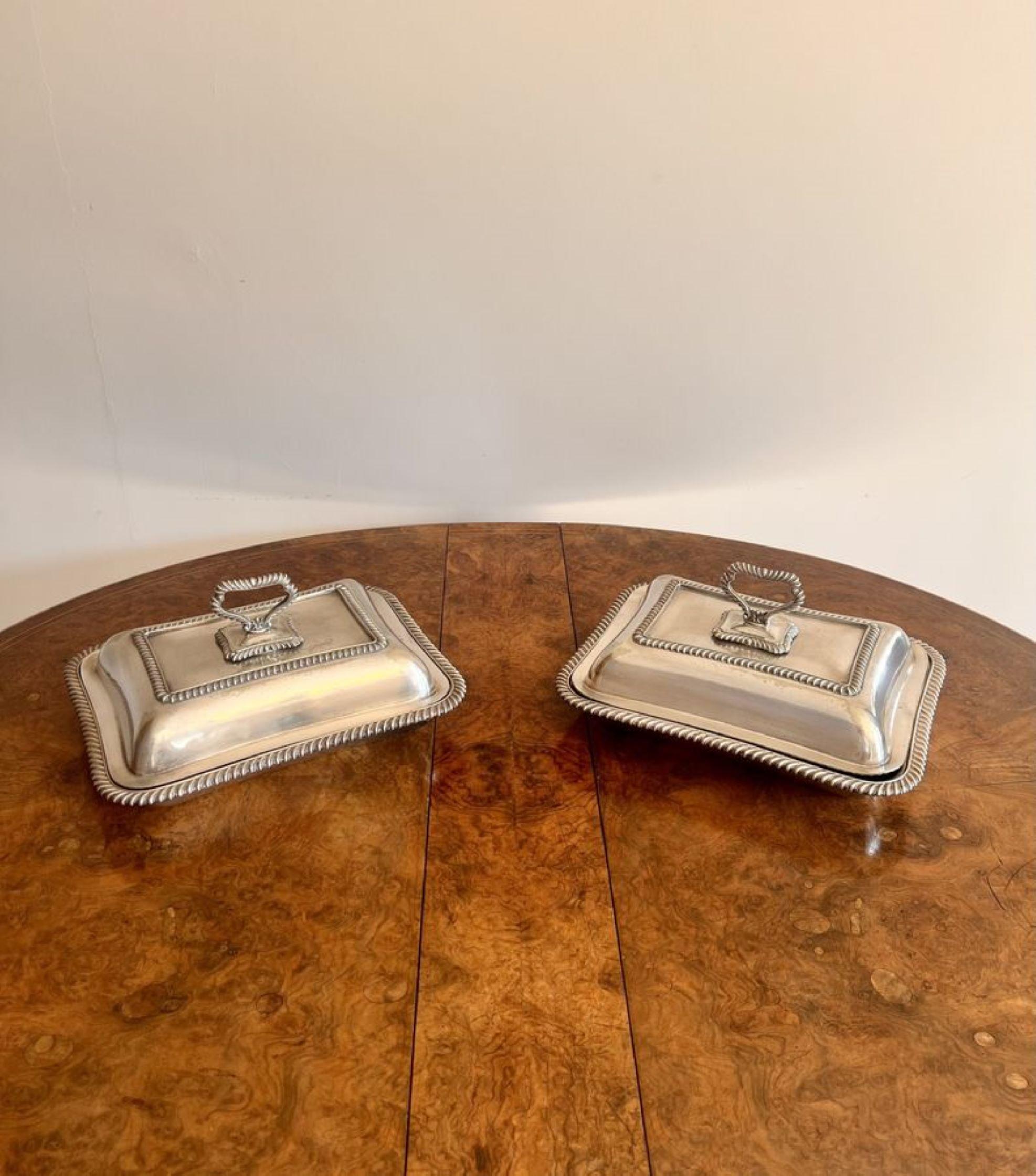 Silver Plate Stunning pair of antique Edwardian silver plated entree dishes