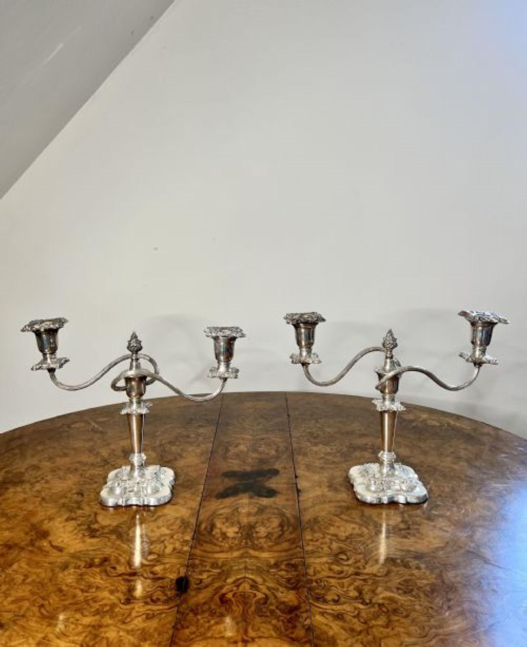 20th Century Stunning pair of antique Edwardian silver plated ornate candelabras For Sale
