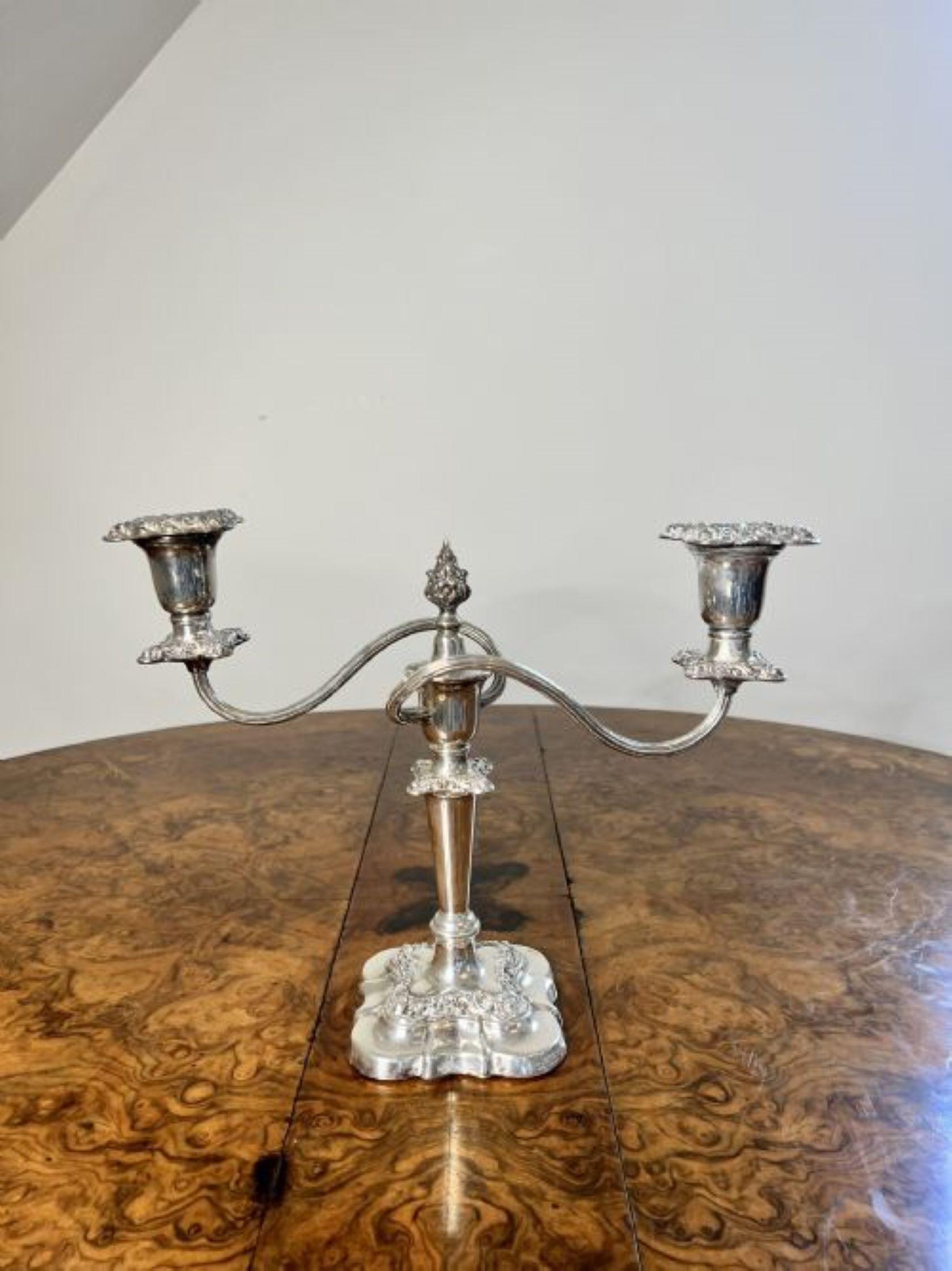 Stunning pair of antique Edwardian silver plated ornate candelabras For Sale 3
