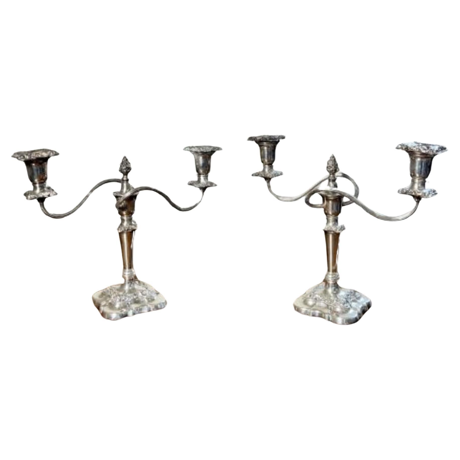 Stunning pair of antique Edwardian silver plated ornate candelabras For Sale