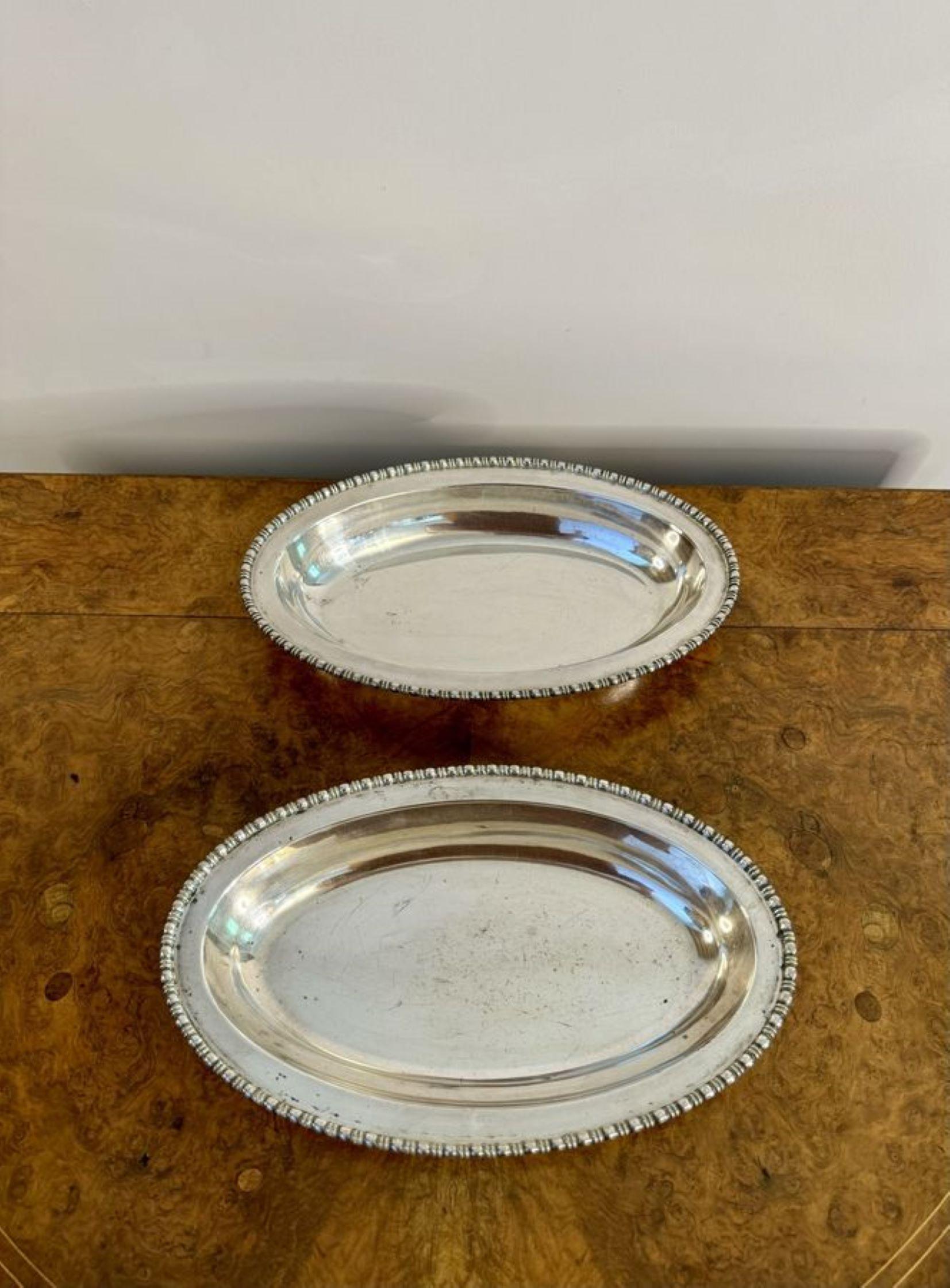 Superbe paire de plats de service édouardiens anciens en argent Bon état - En vente à Ipswich, GB