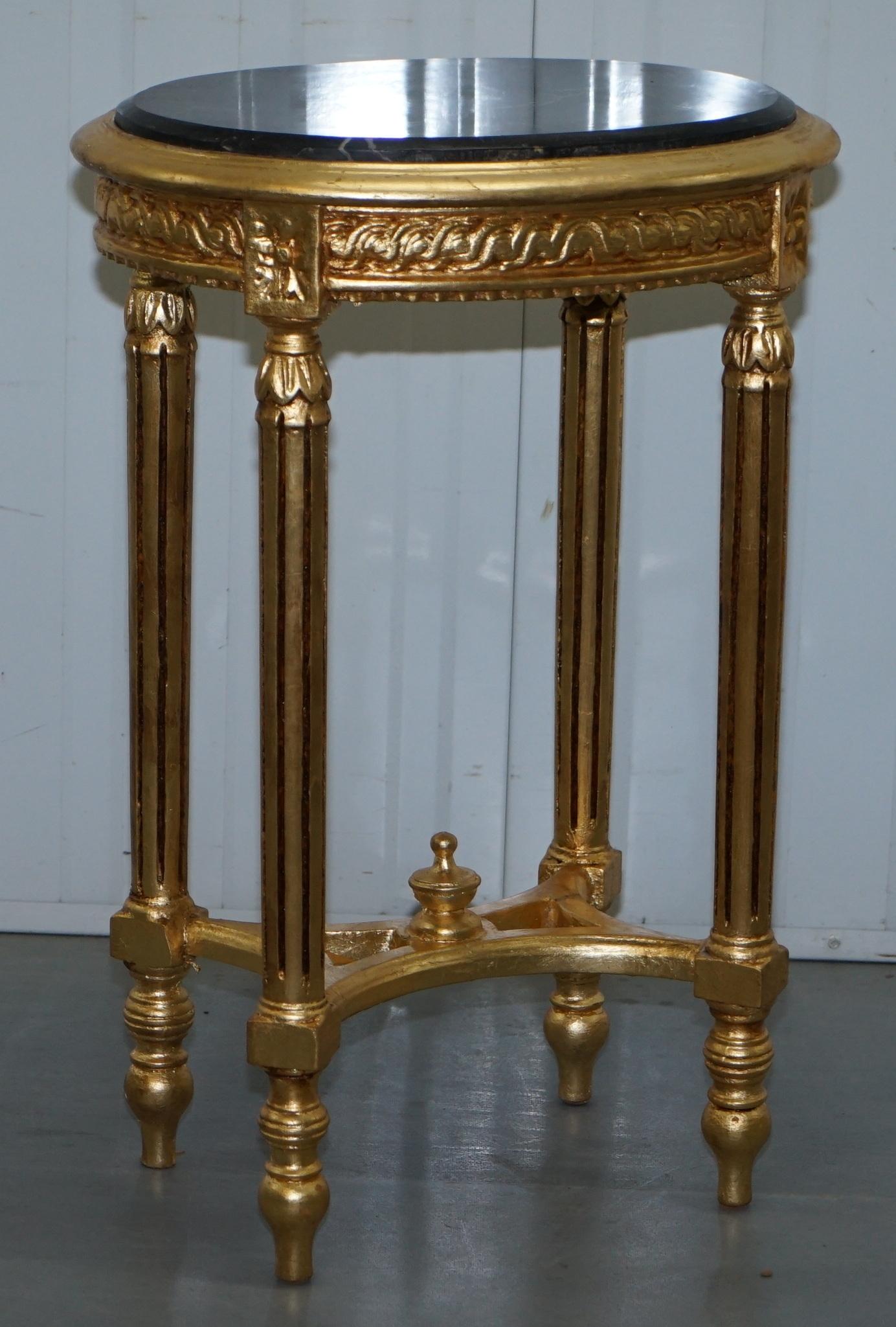 Stunning Pair of Antique French Gold Giltwood & Marble Jardiniere Display Stands 6