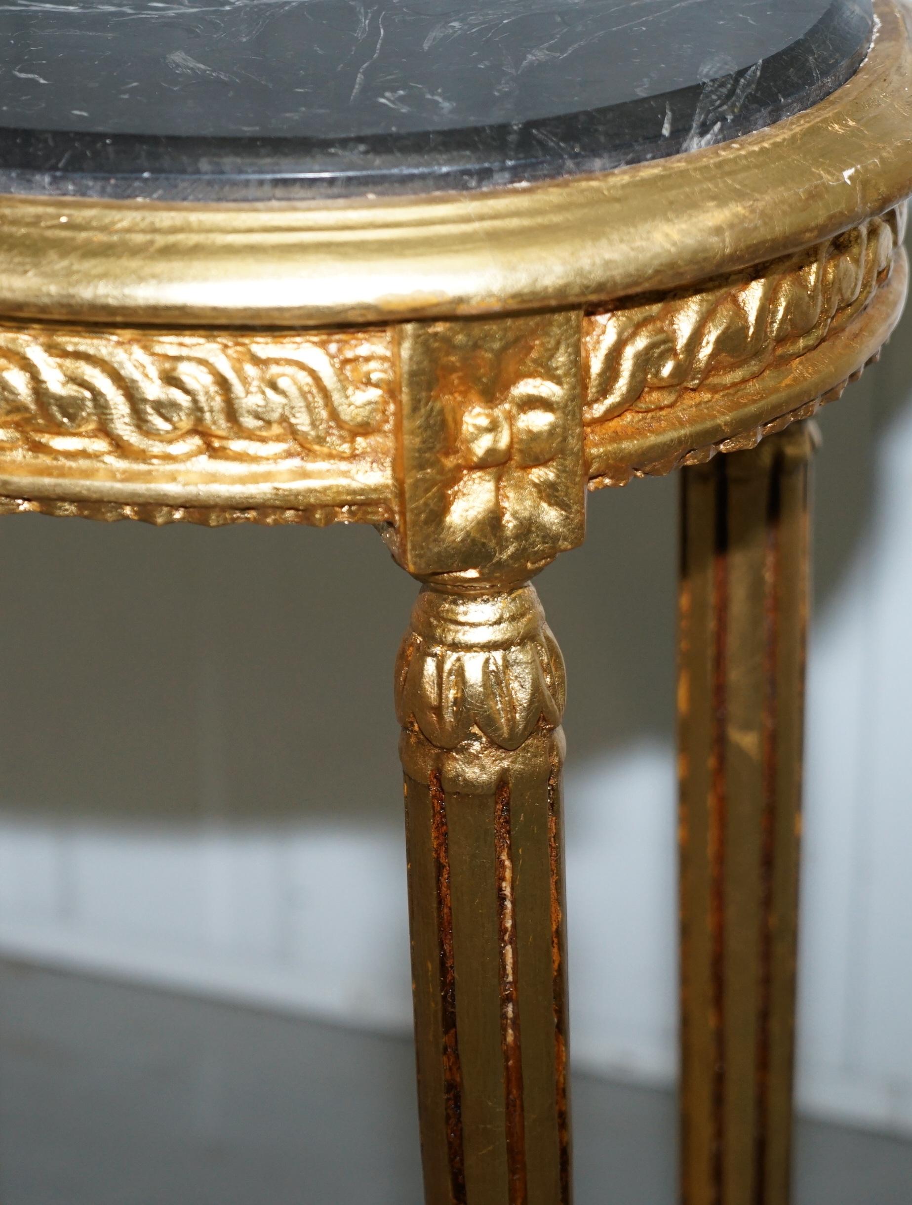 Stunning Pair of Antique French Gold Giltwood & Marble Jardiniere Display Stands 9
