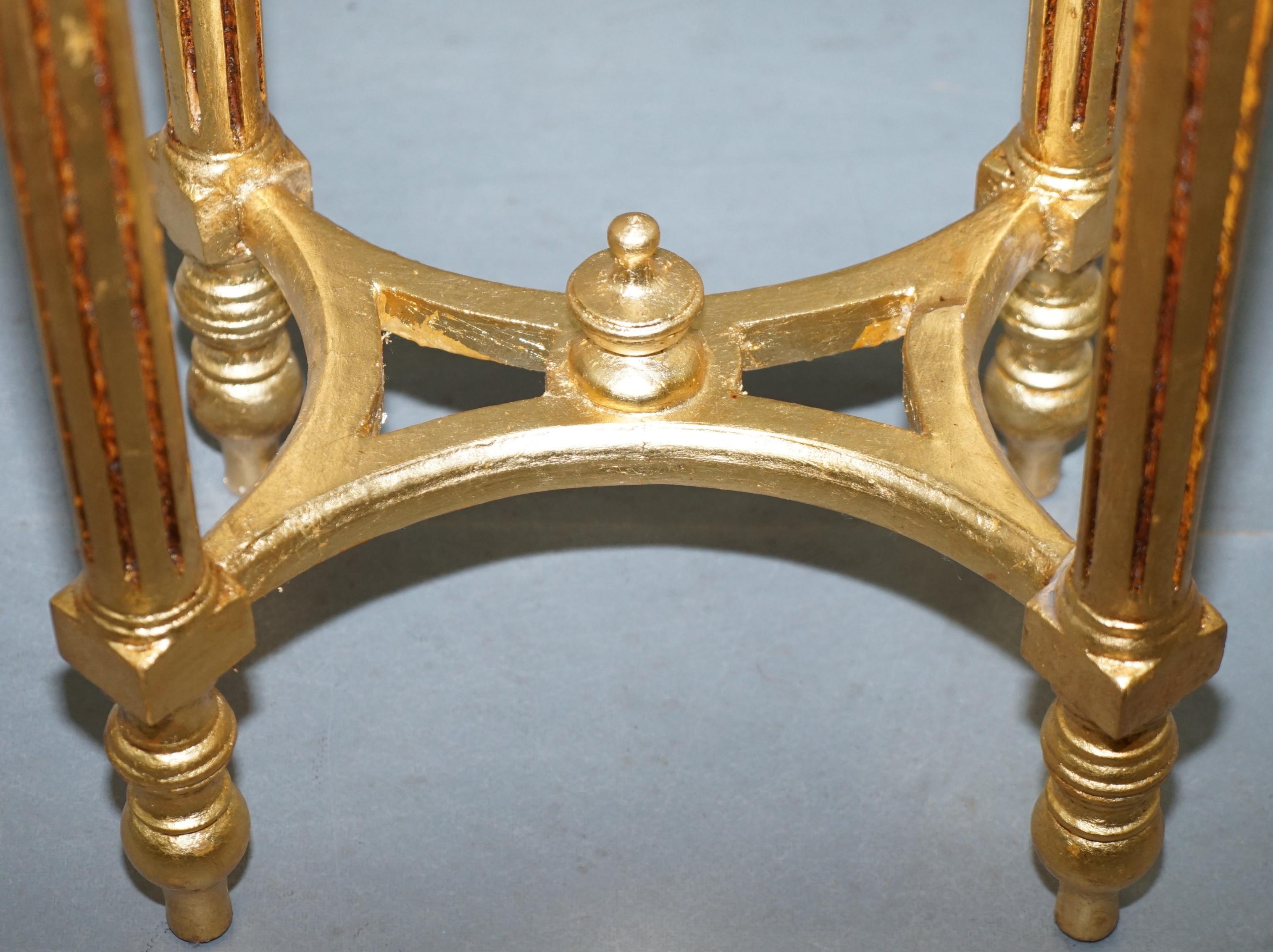 Stunning Pair of Antique French Gold Giltwood & Marble Jardiniere Display Stands 10