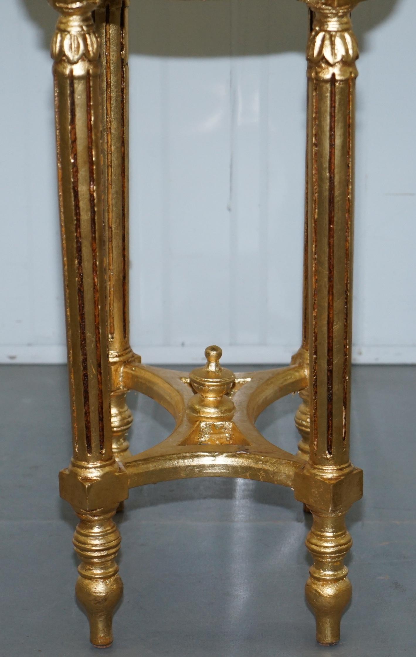Stunning Pair of Antique French Gold Giltwood & Marble Jardiniere Display Stands 12