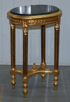 Stunning Pair of Antique French Gold Giltwood & Marble Jardiniere Display Stands
