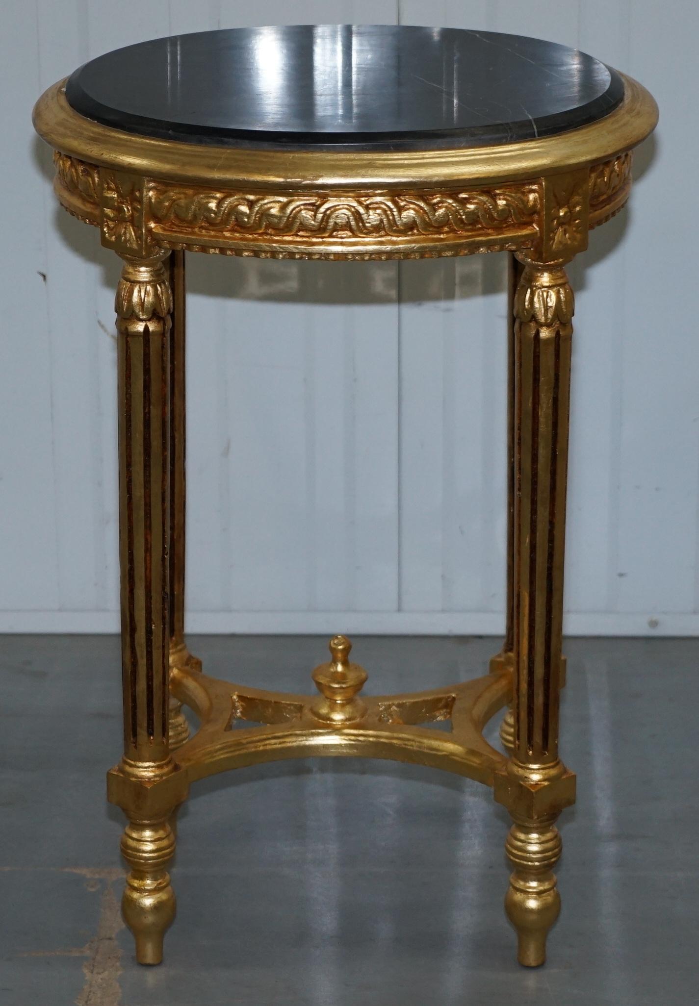French Provincial Stunning Pair of Antique French Gold Giltwood & Marble Jardiniere Display Stands