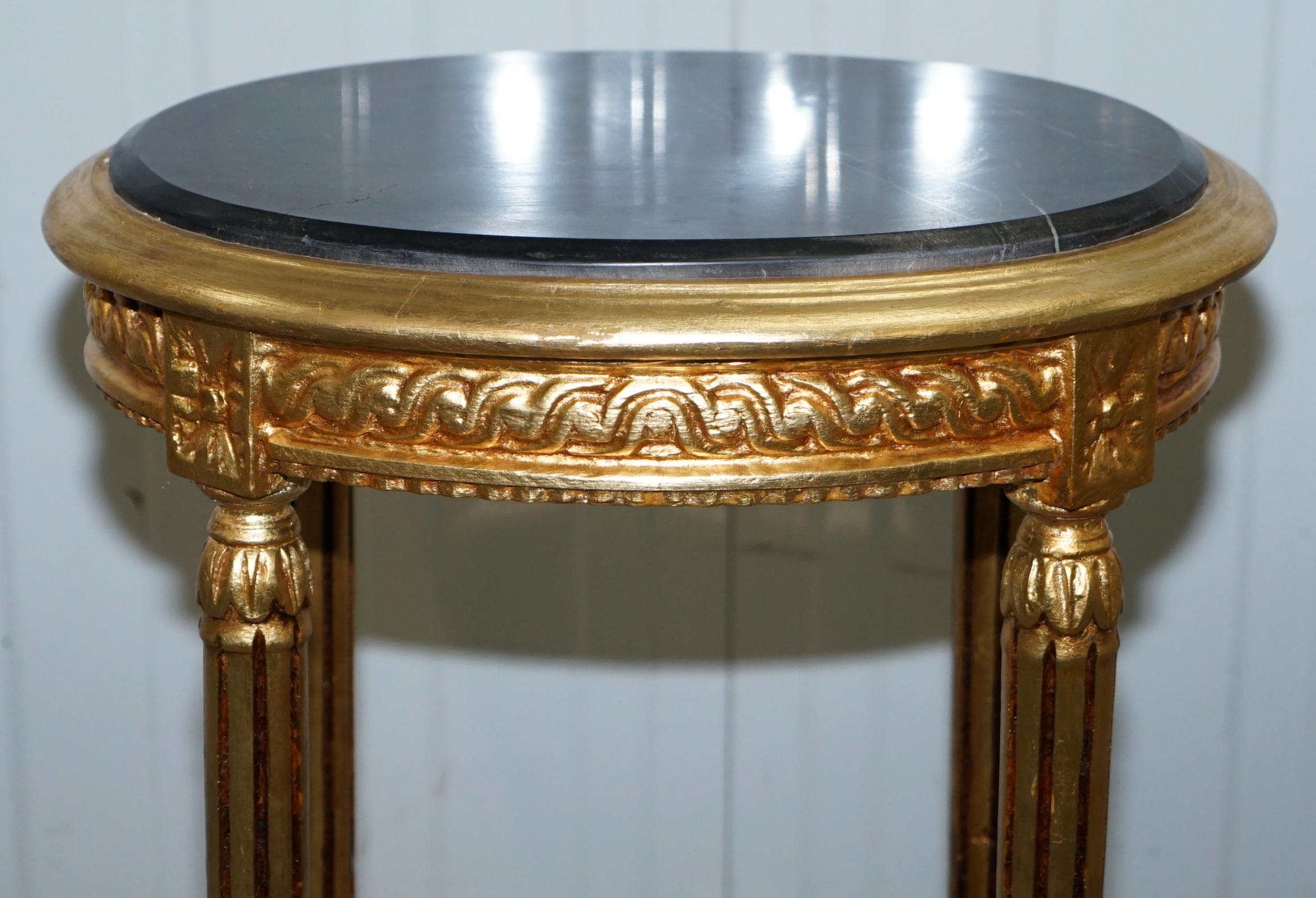 20th Century Stunning Pair of Antique French Gold Giltwood & Marble Jardiniere Display Stands