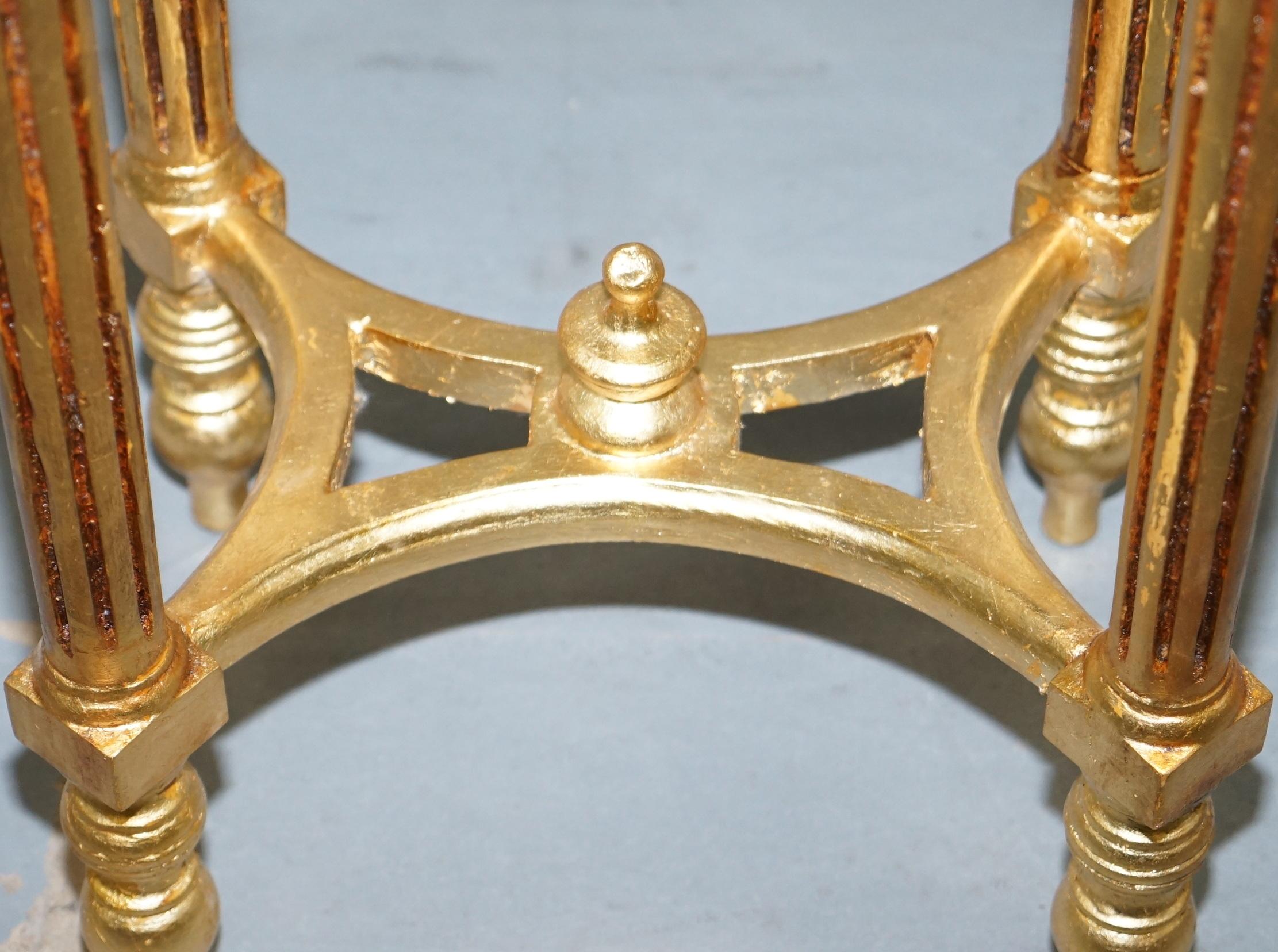 Stunning Pair of Antique French Gold Giltwood & Marble Jardiniere Display Stands 2