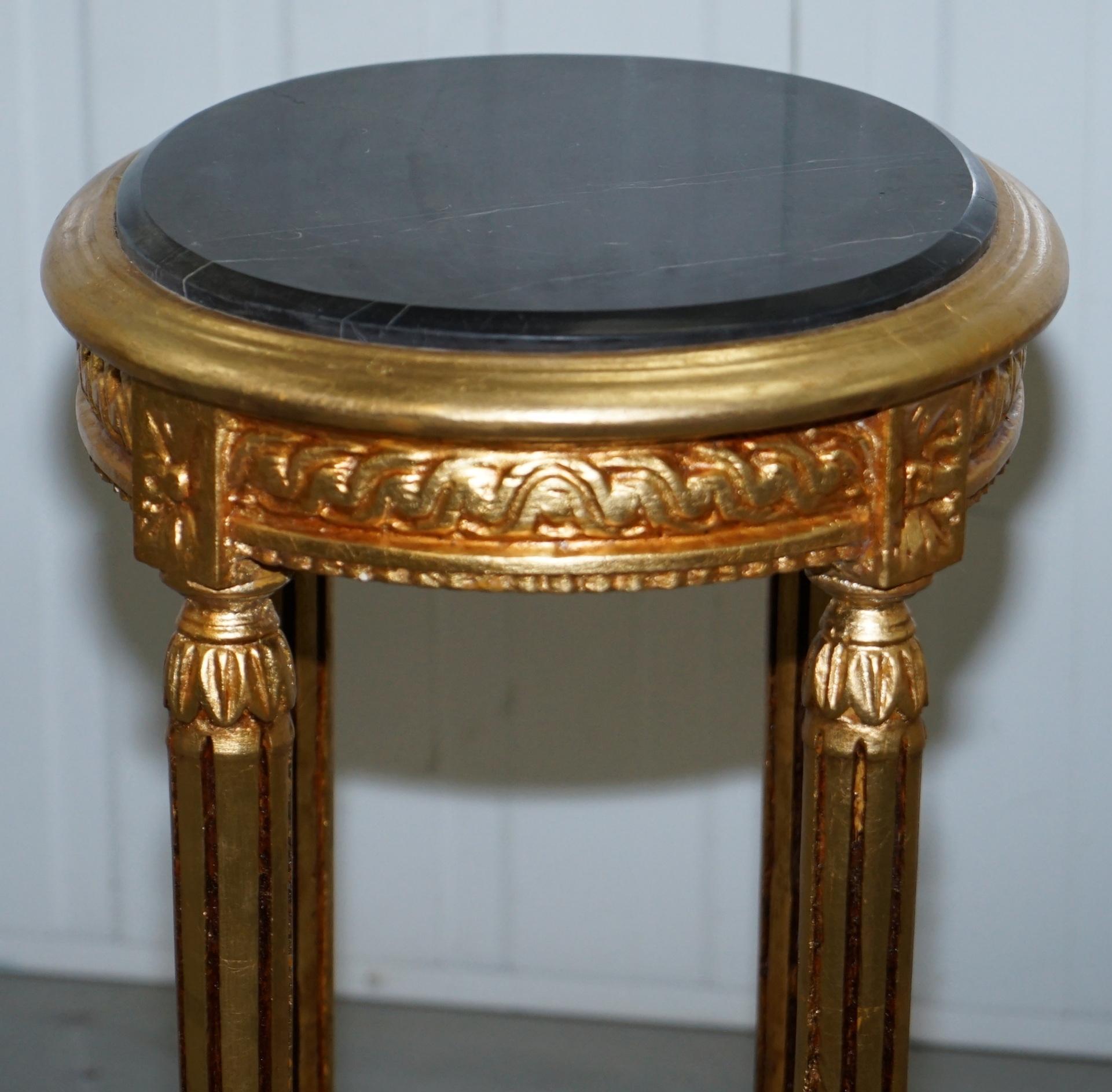 Stunning Pair of Antique French Gold Giltwood & Marble Jardiniere Display Stands 5