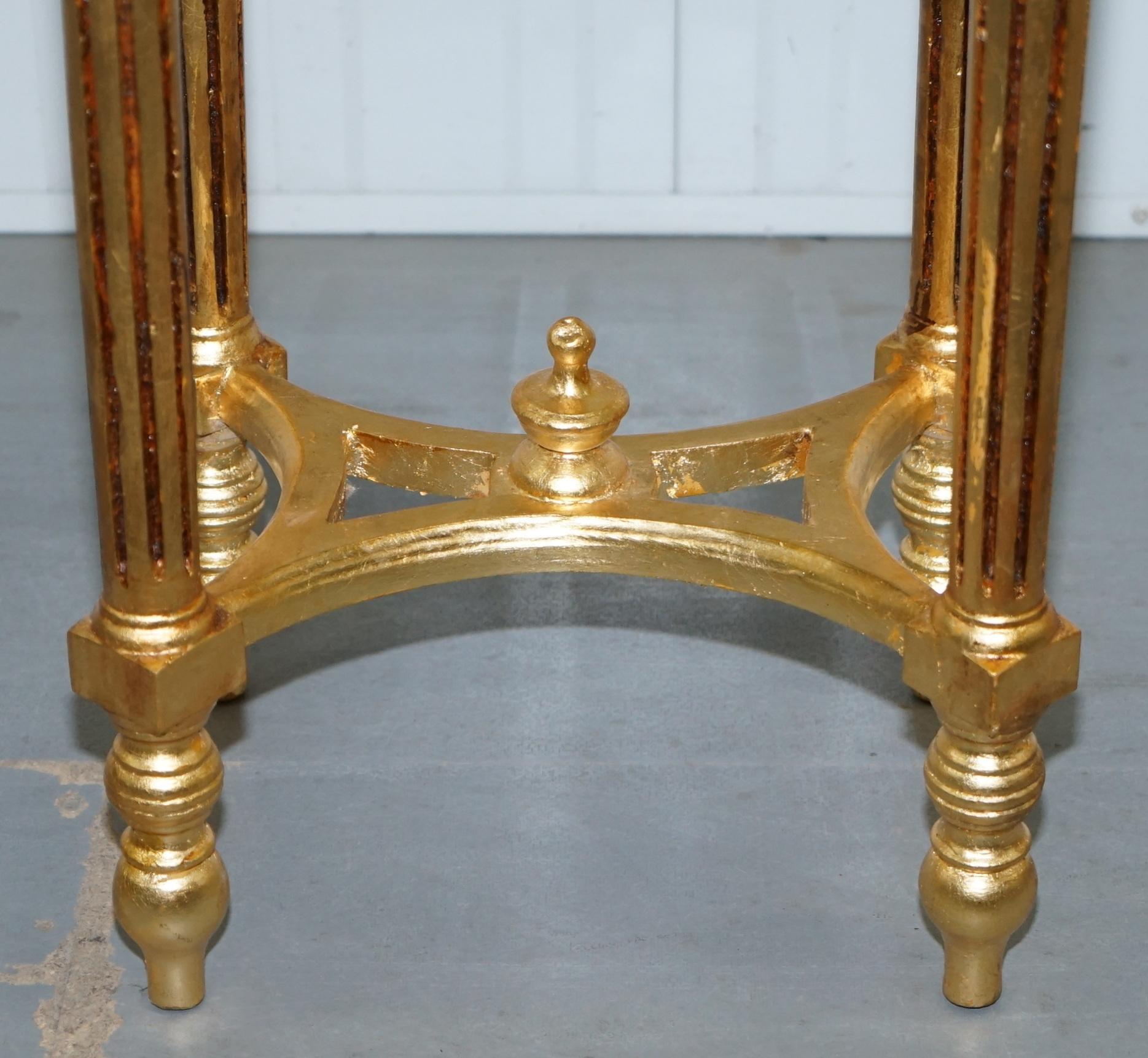 Stunning Pair of Antique French Gold Giltwood & Marble Jardiniere Display Stands 1