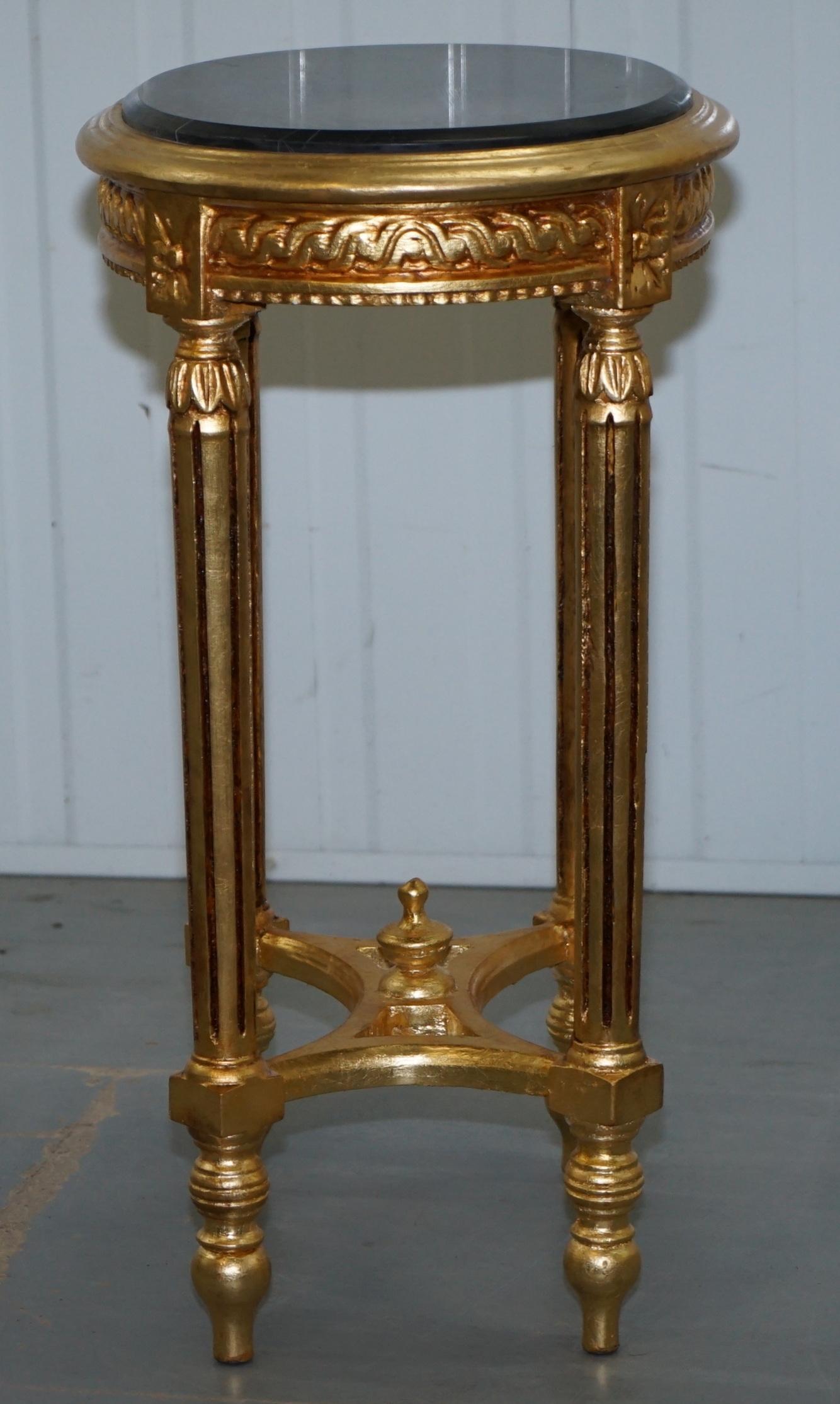 Stunning Pair of Antique French Gold Giltwood & Marble Jardiniere Display Stands 3