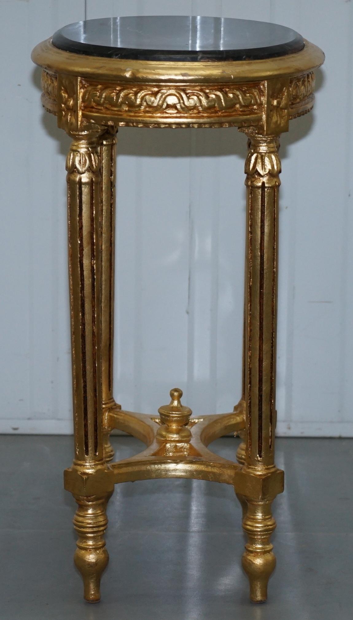 Stunning Pair of Antique French Gold Giltwood & Marble Jardiniere Display Stands 11