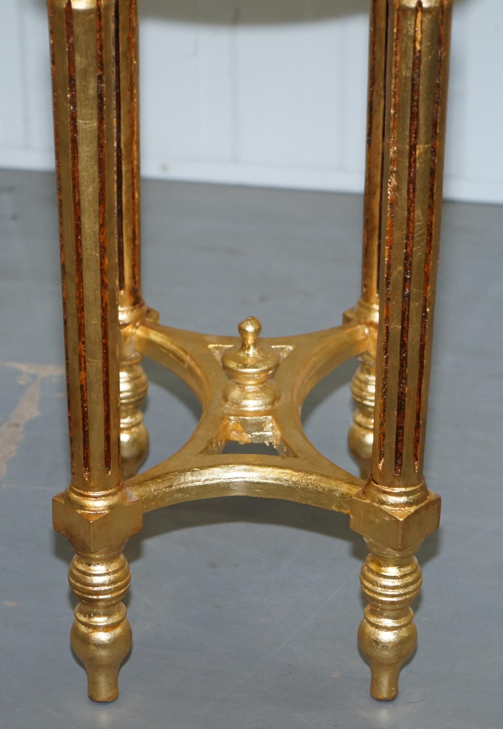 Stunning Pair of Antique French Gold Giltwood & Marble Jardiniere Display Stands 4