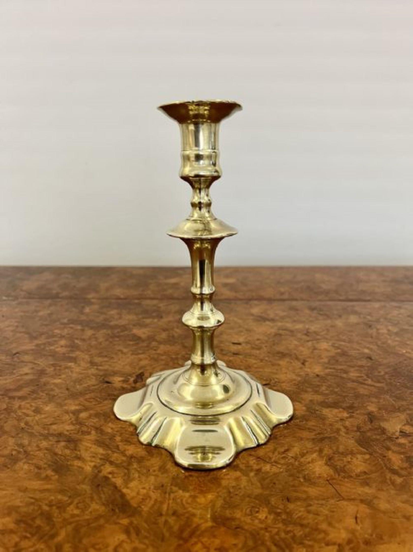 18th Century Stunning pair of antique Queen Ann quality brass candlesticks  For Sale