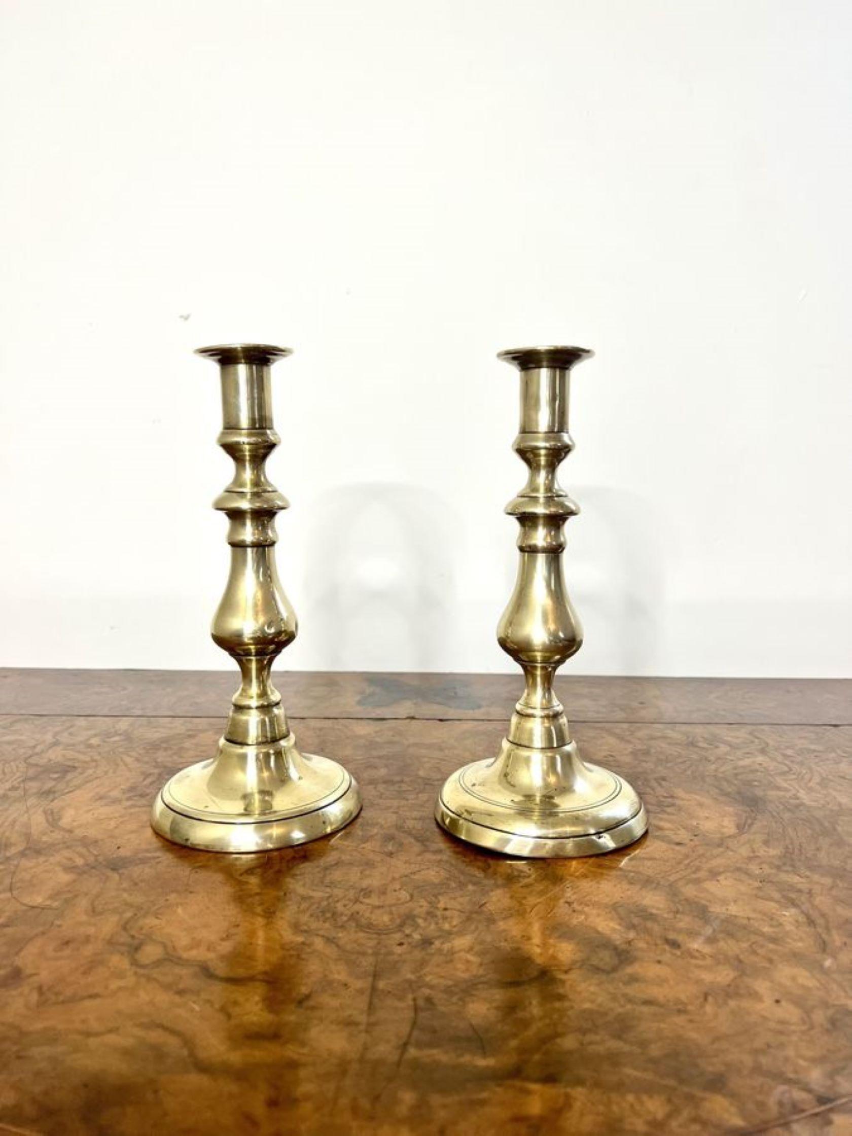 Stunning pair of antique Victorian brass candlesticks  In Good Condition For Sale In Ipswich, GB