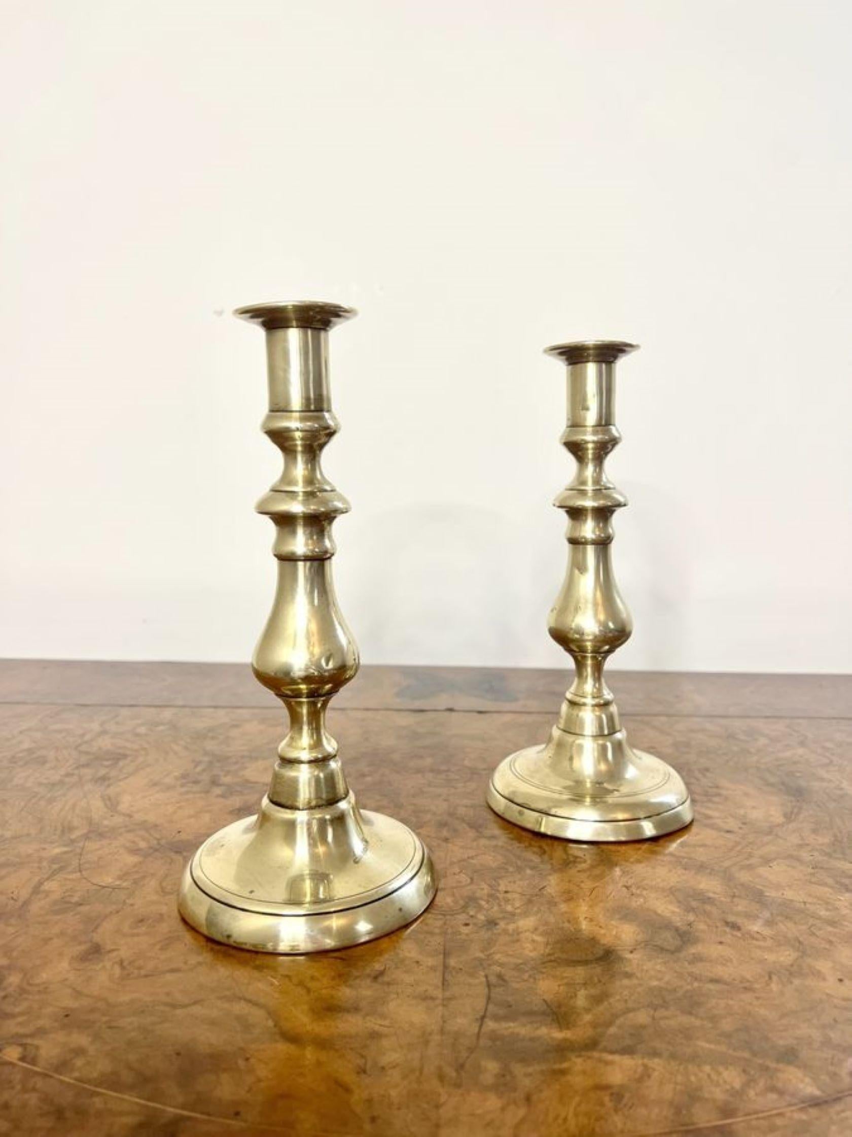 19th Century Stunning pair of antique Victorian brass candlesticks  For Sale