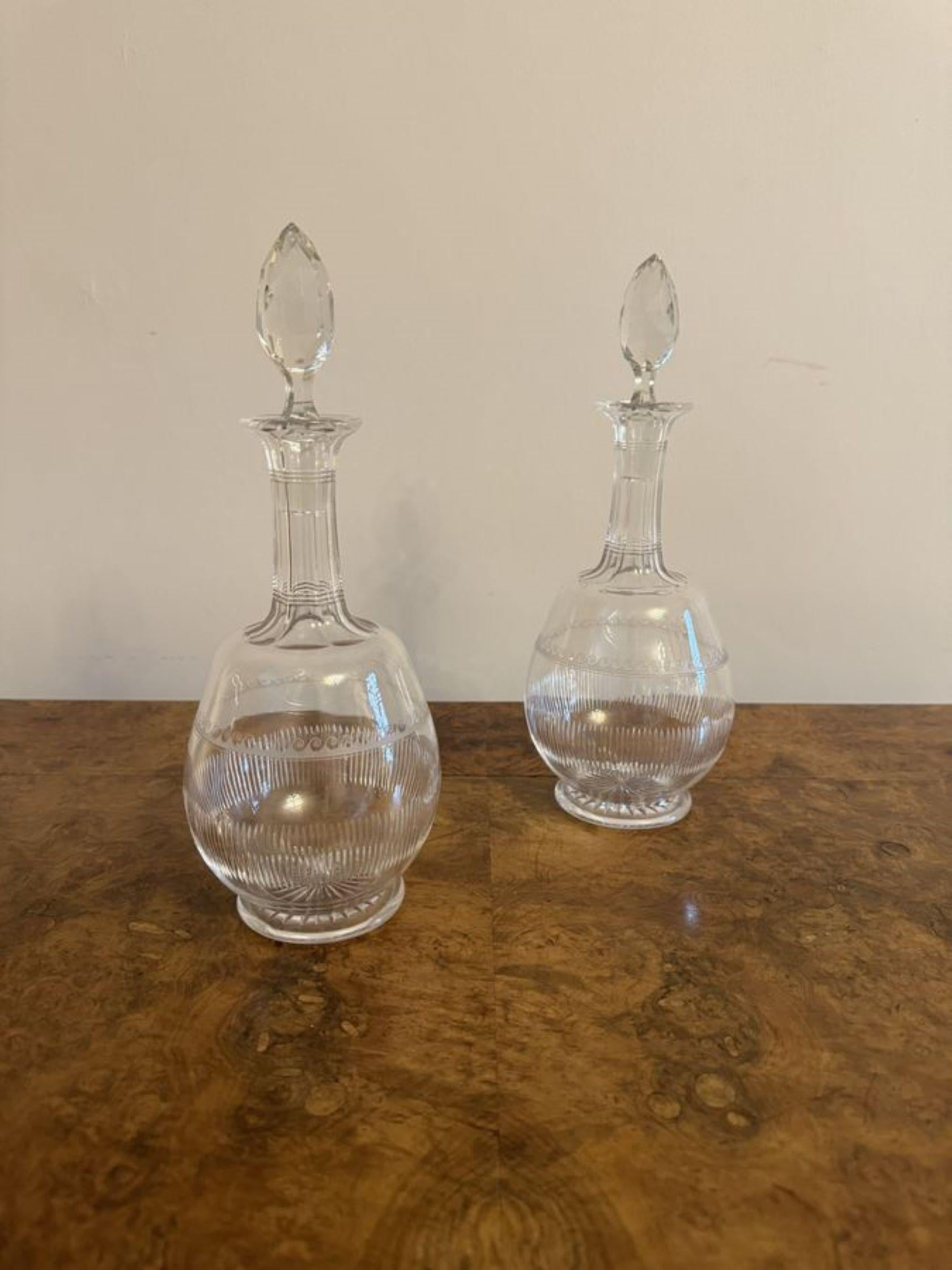 Early Victorian Stunning pair of antique Victorian decanters  For Sale