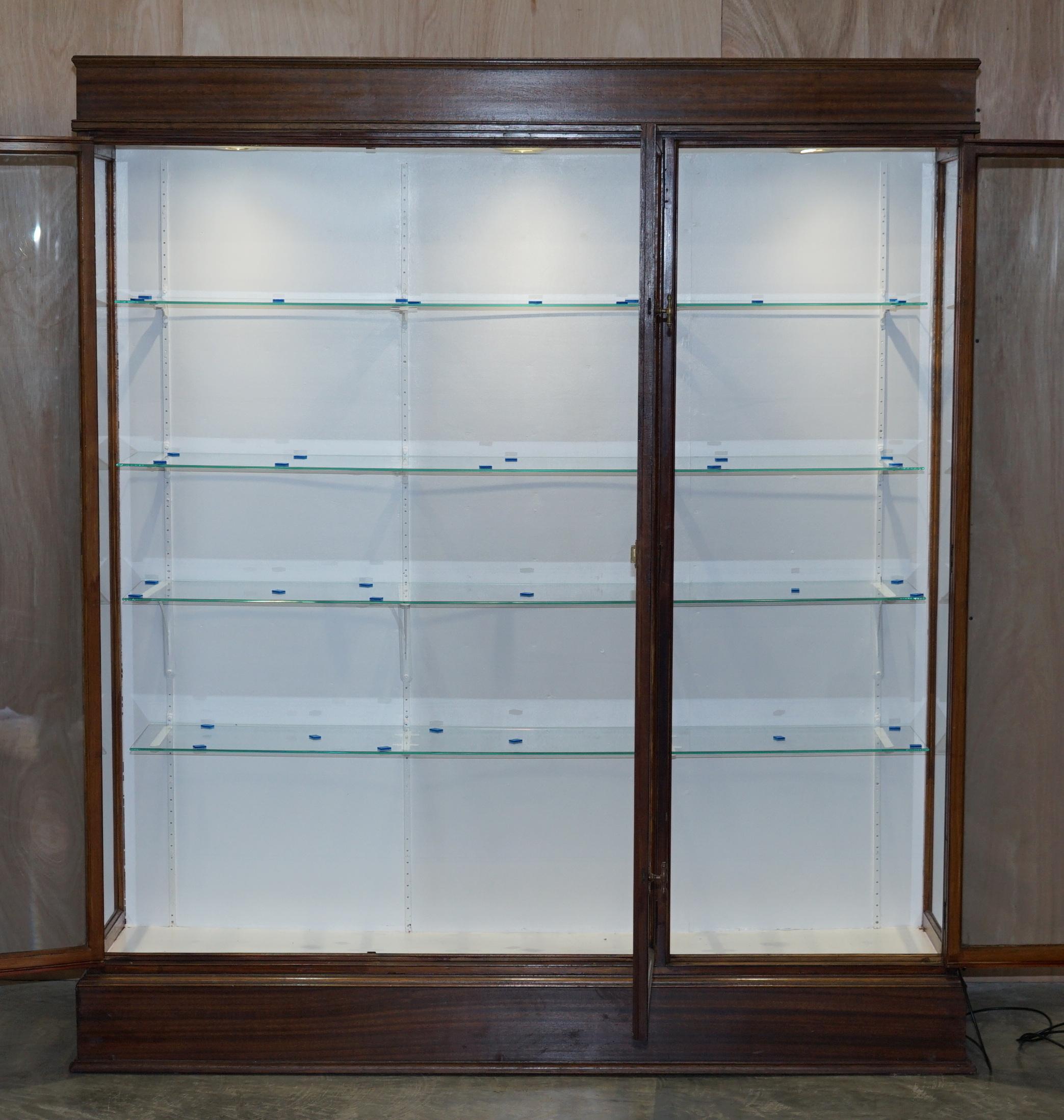 Stunning Pair of Antique Victorian F Maund & E Berg Display Cabinets with Lights For Sale 4