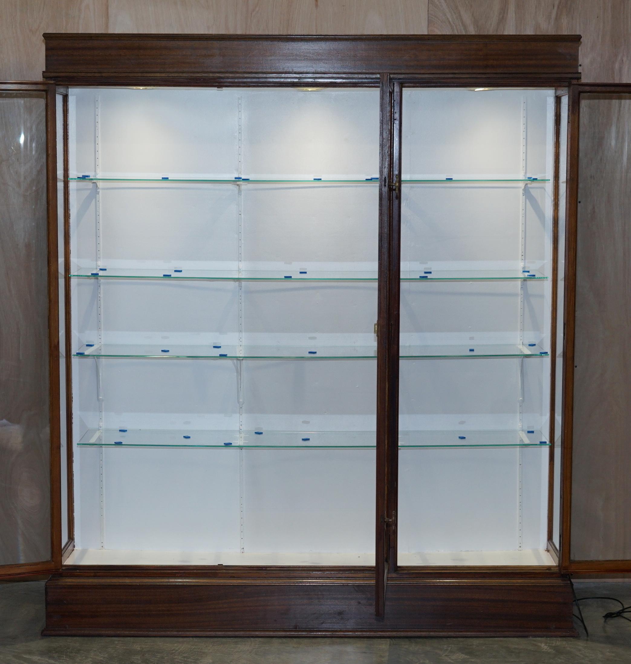Stunning Pair of Antique Victorian F Maund & E Berg Display Cabinets with Lights 1