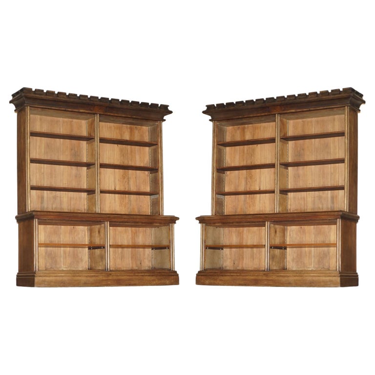Stunning Pair of Antique Victorian Oak Castle Top Large Open Library