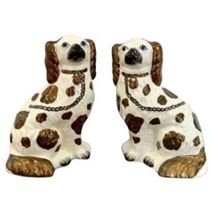 Stunning pair of antique Victorian Staffordshire dogs