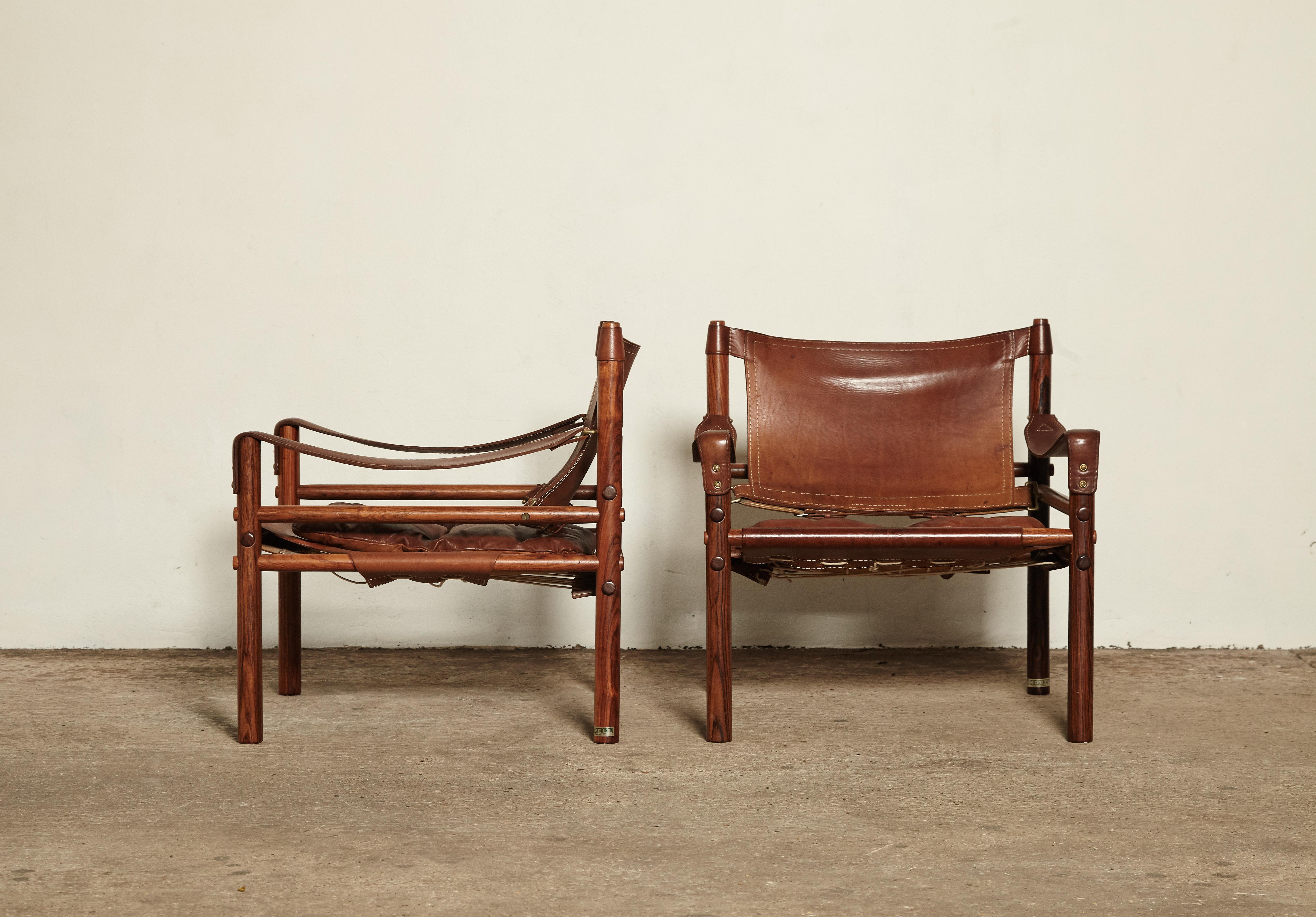 Stunning Pair of Arne Norell Safari Sirocco Chairs, Sweden, 1960s In Good Condition In London, GB