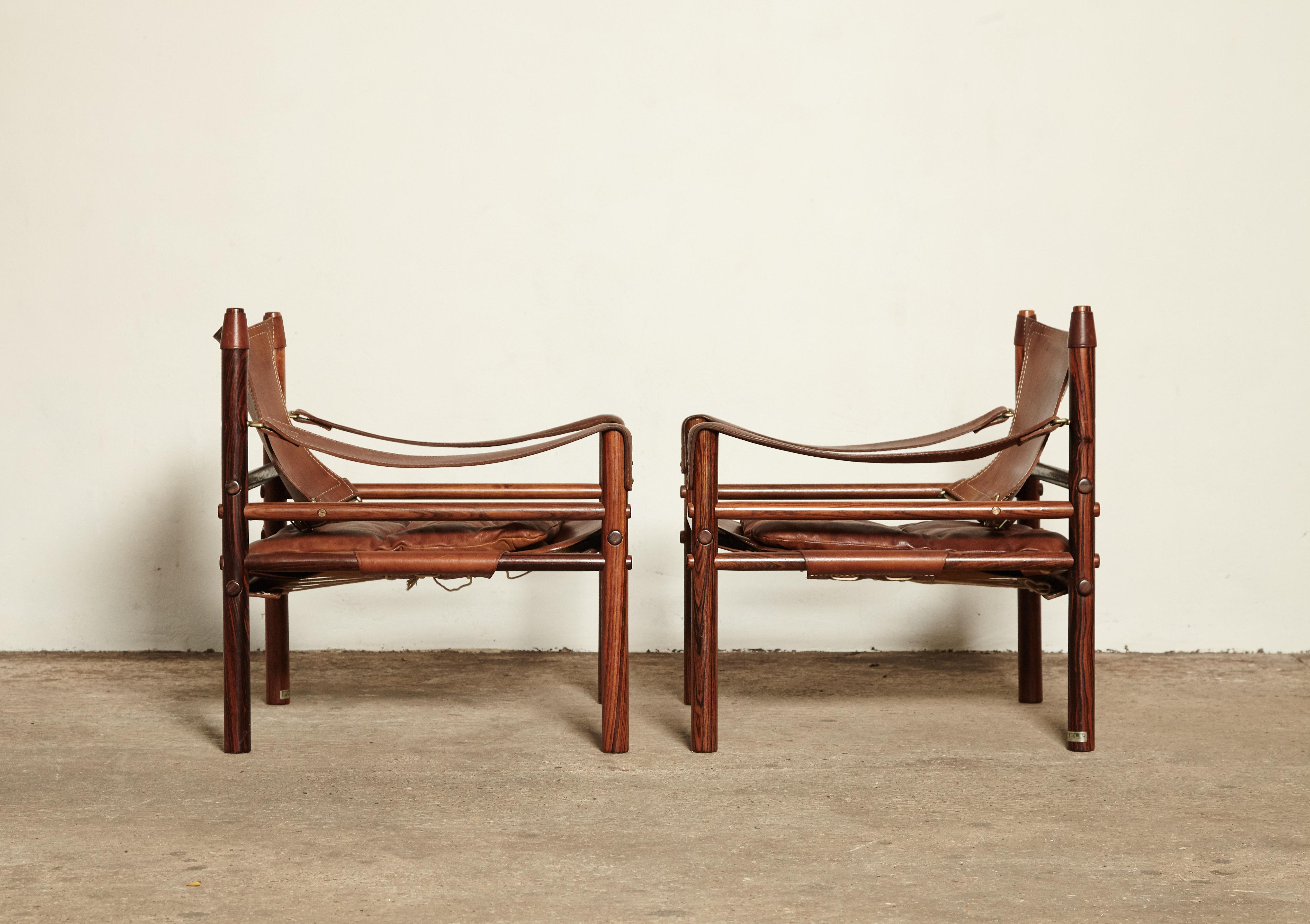 Stunning Pair of Arne Norell Safari Sirocco Chairs, Sweden, 1960s 1