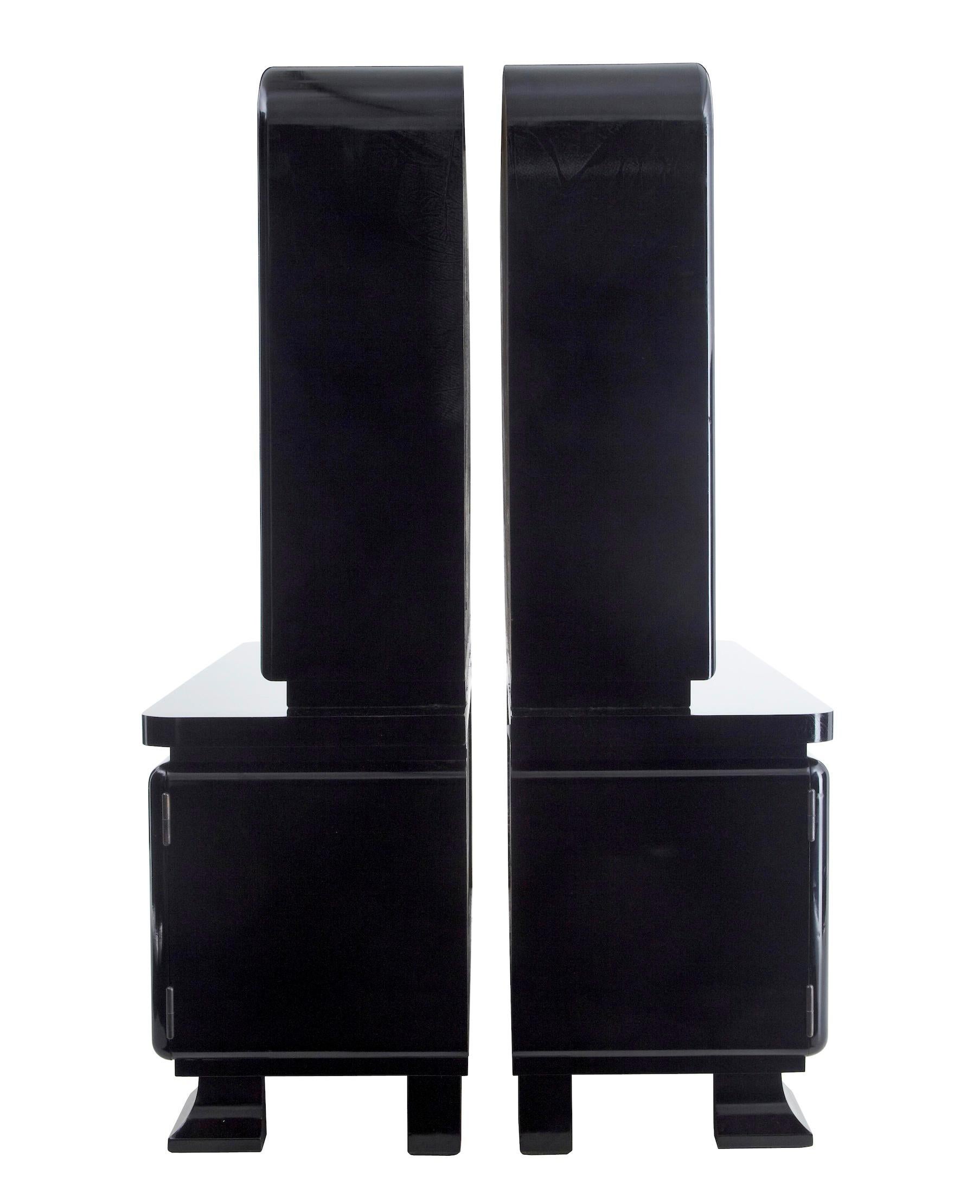 Swedish Stunning pair of Art Deco black lacquered cabinets