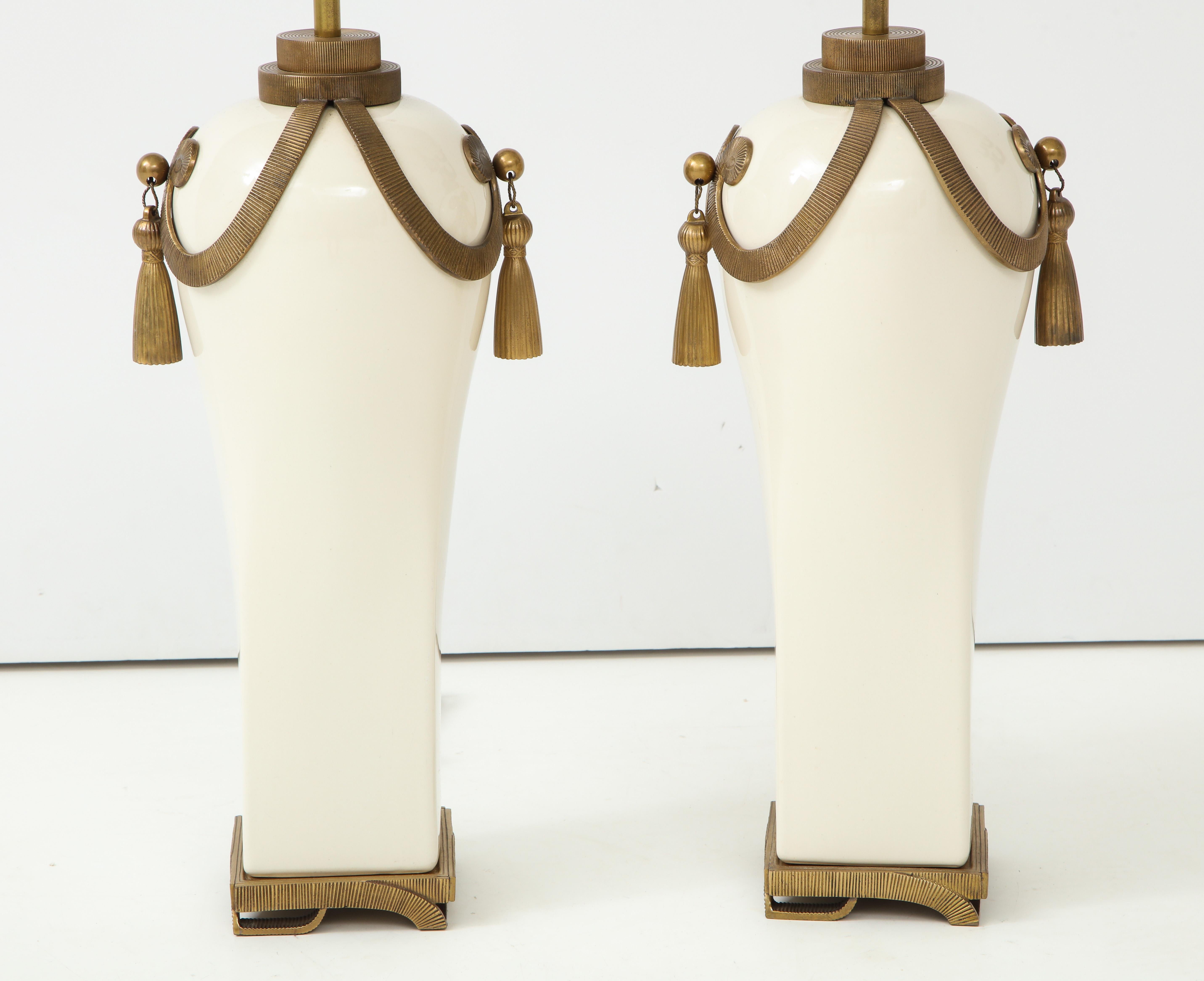 American Stunning Pair of Art Deco Style Ceramic Lamps