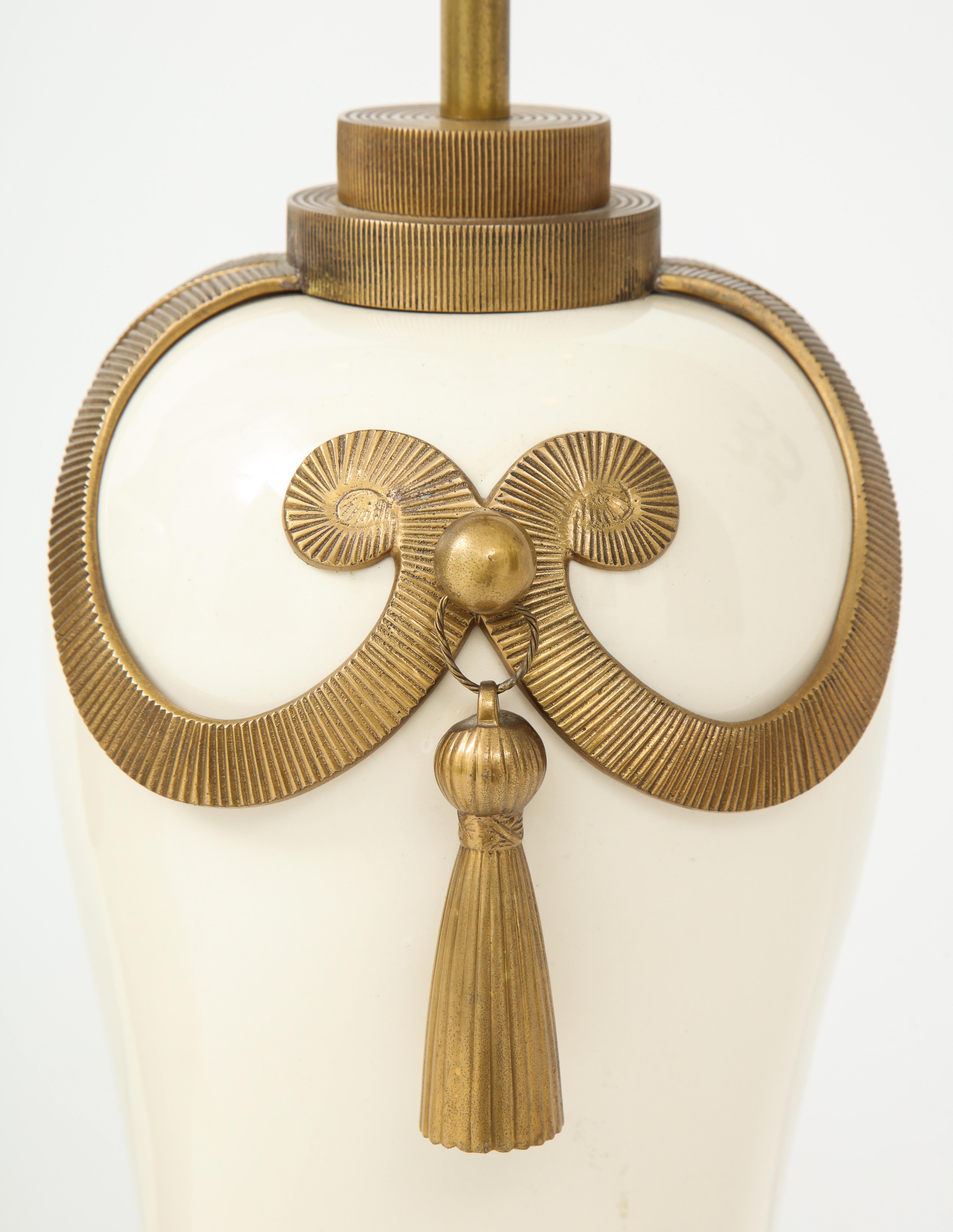 Brass Stunning Pair of Art Deco Style Ceramic Lamps