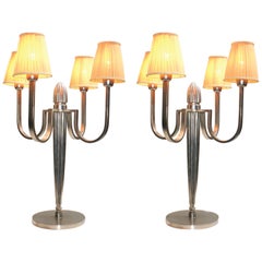 Stunning Pair of Art Deco Table Lamp in the Style of J.E Ruhlmann