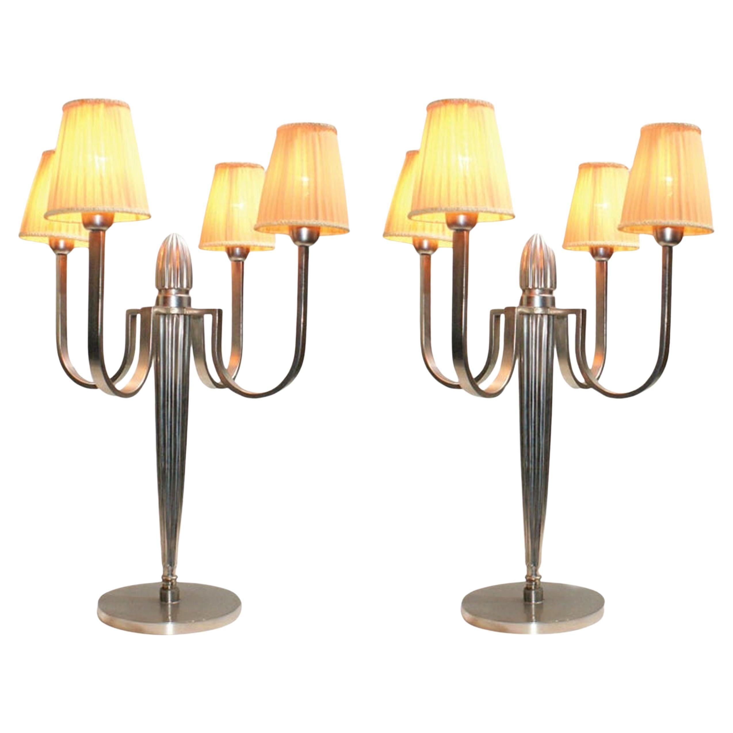 Splendida coppia di lampade da tavolo Art Déco nello stile di J.E Ruhlmann